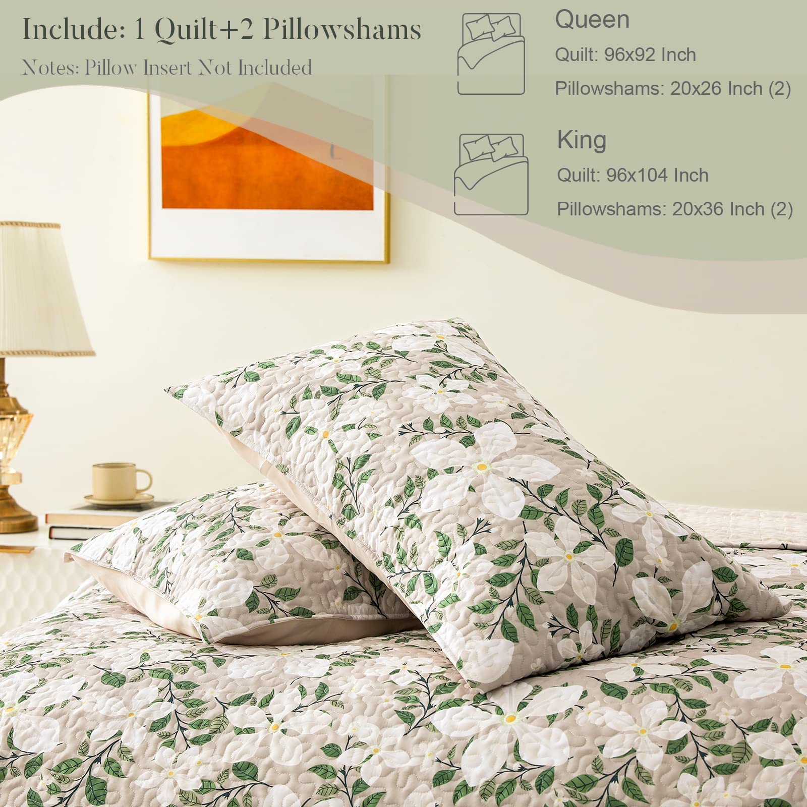 Reversible Patchwork Quilts Full Size, Lightweight Boho Printed Bedspreads Coverlets Quilt Bedding Set with 2 Pillow Shams