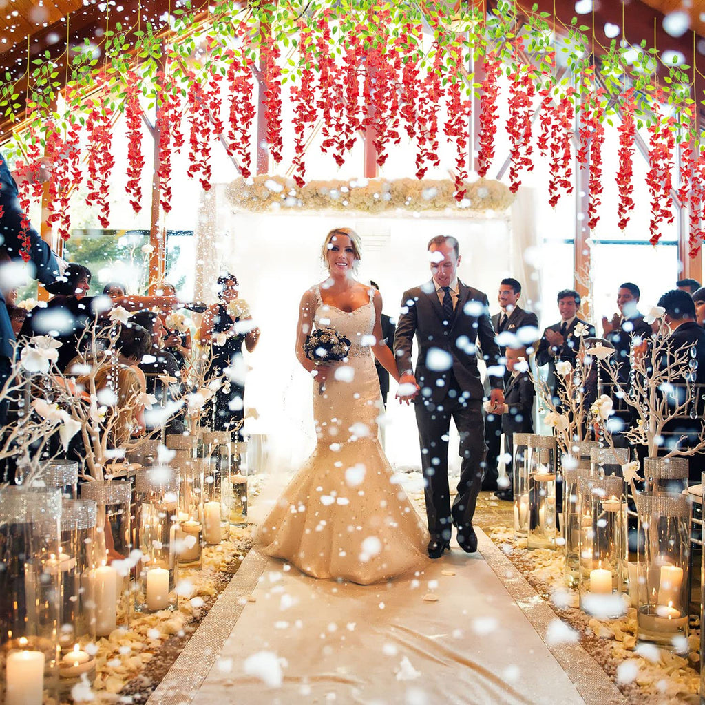 Hanging Artificial Flowers Silk Wisteria Vine Ratta Flower, 12 Pack