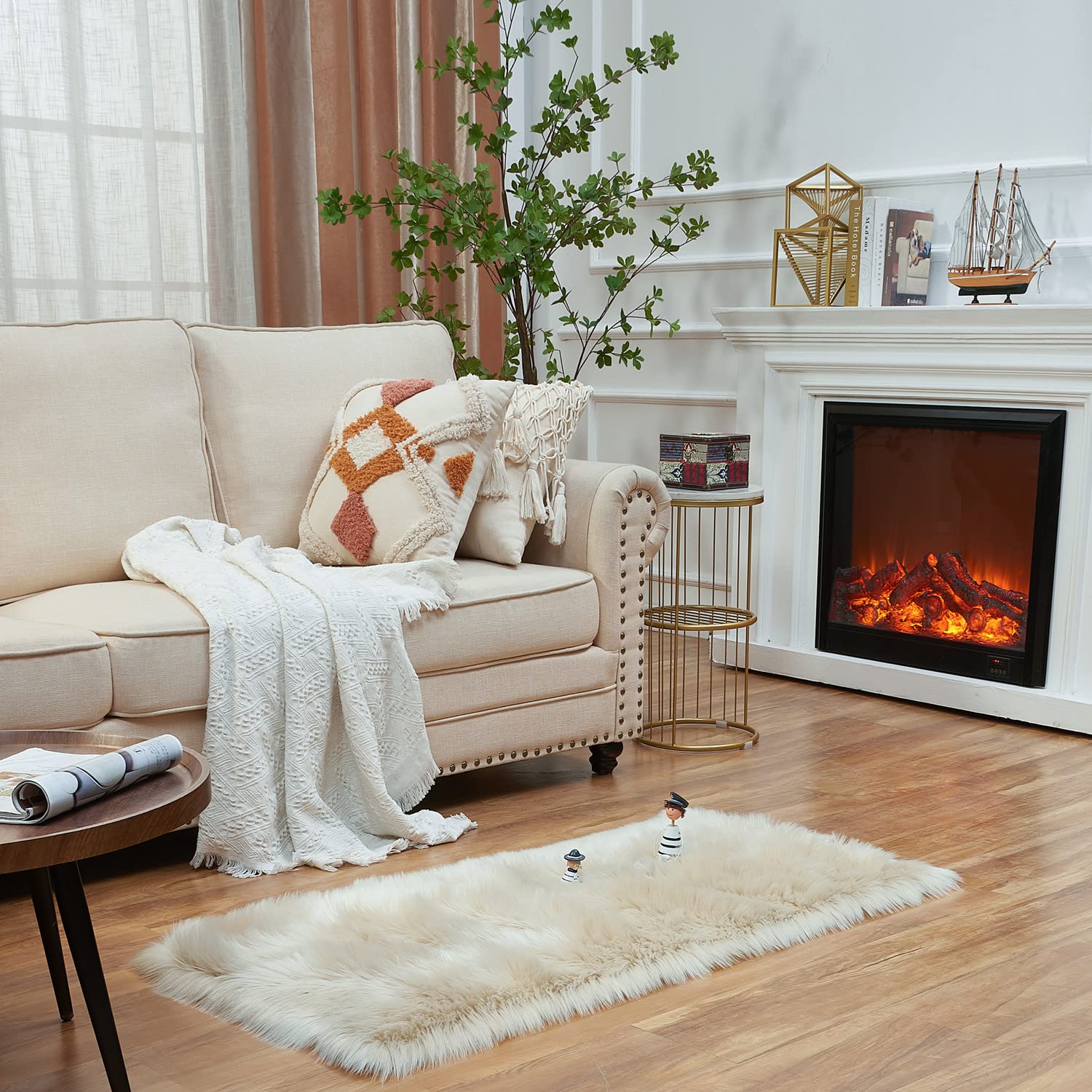 Ultra Soft Faux Fluffy/Fuzzy Shaggy Area Rug - Fur Chair Cover Seat Pad