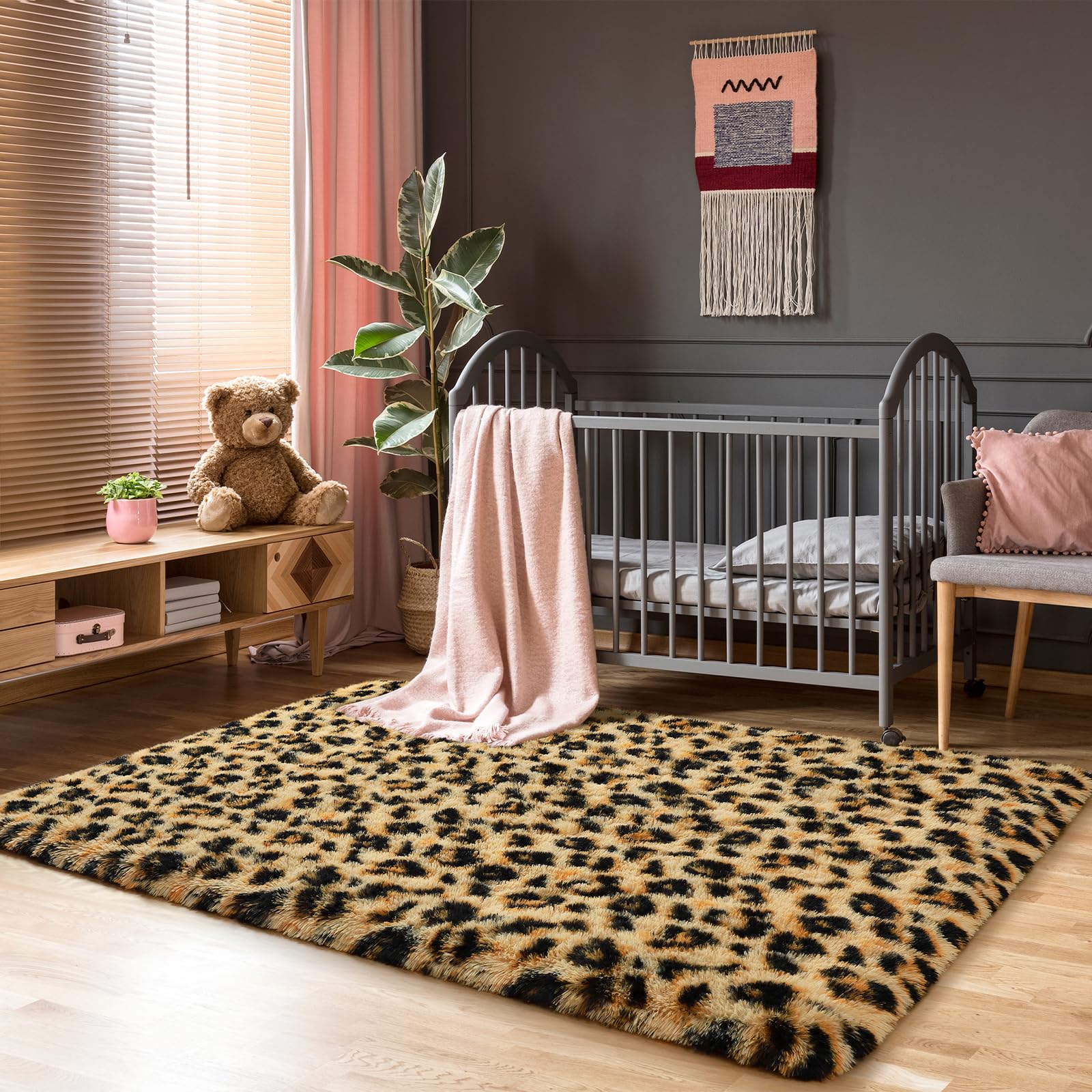 Leopard Rugs, Soft Bedroom Rugs - Fluffy Living Room Rugs, Girls Room Decor