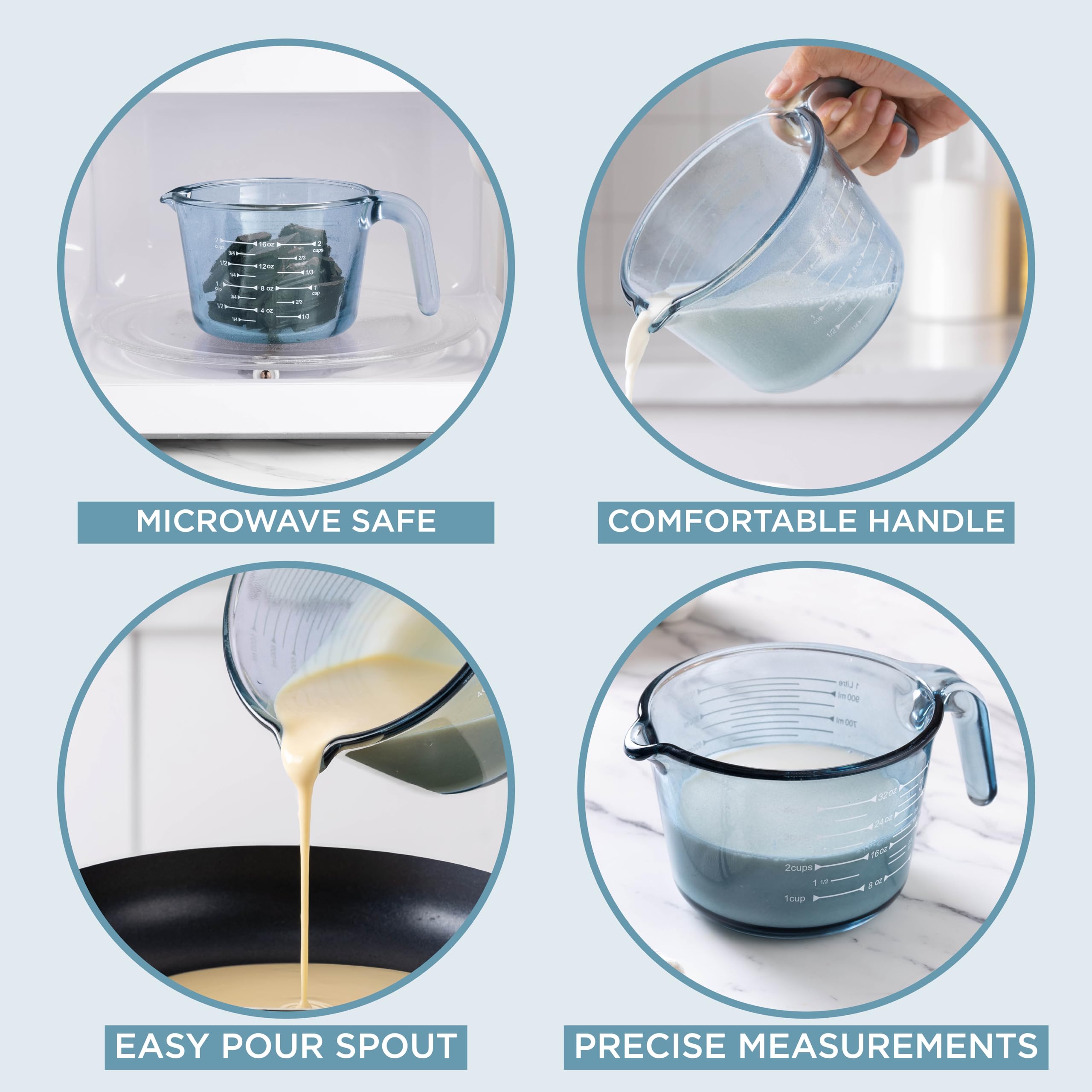 Glass Measuring Cups - Ideal for Cooking and Baking