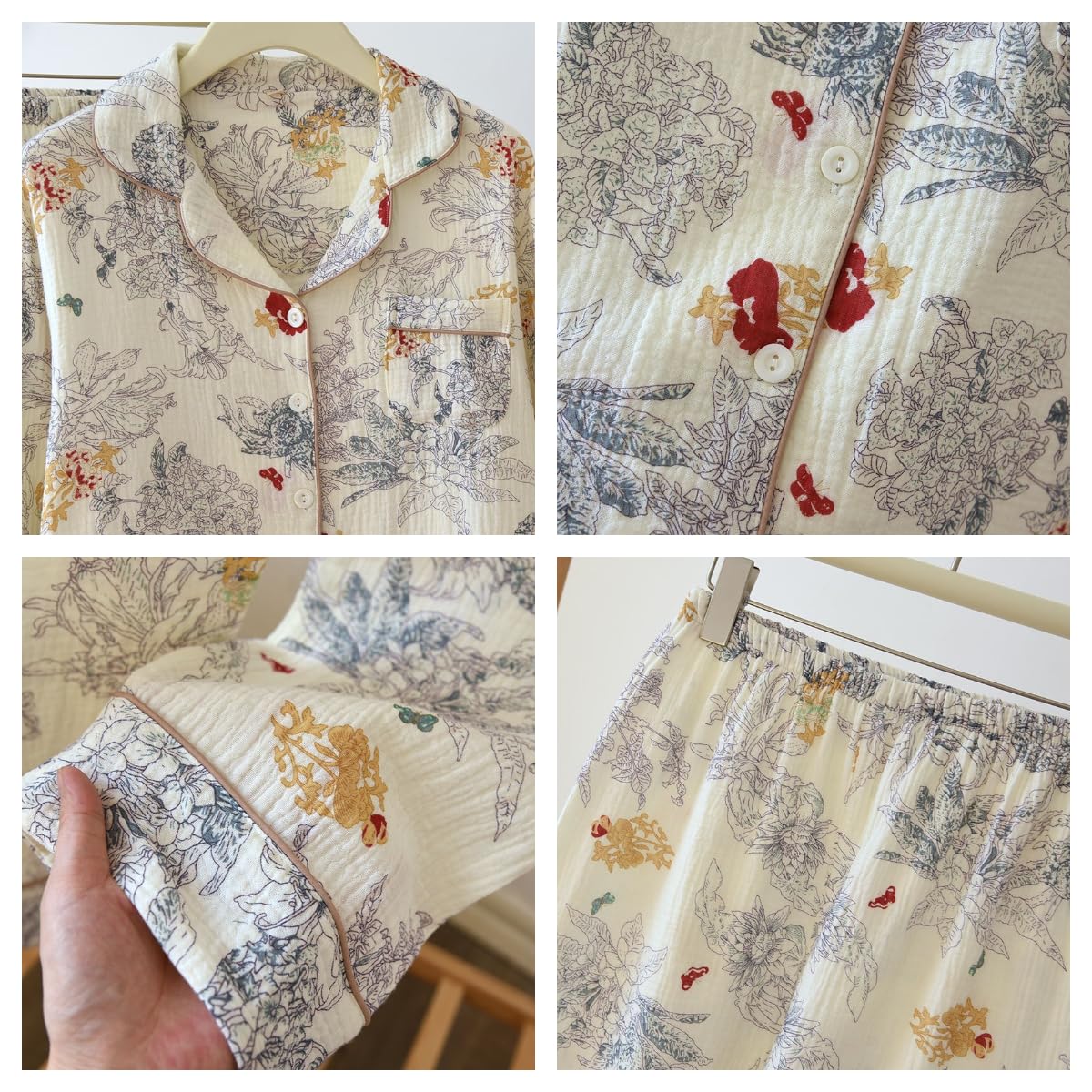 Women Linen Set Coquette Womens Pajamas Set - Old Money Aesthetic Lounge Sets