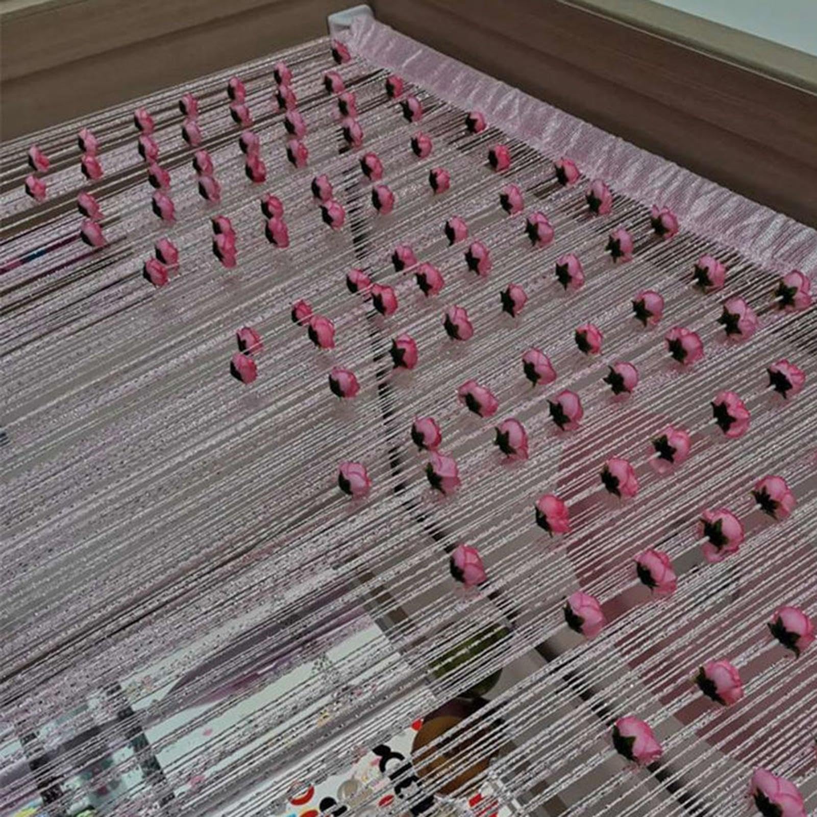 New Beaded String Curtain with Roses - 100 x 200cm Fly Screens for Doors, Tassel Fringe