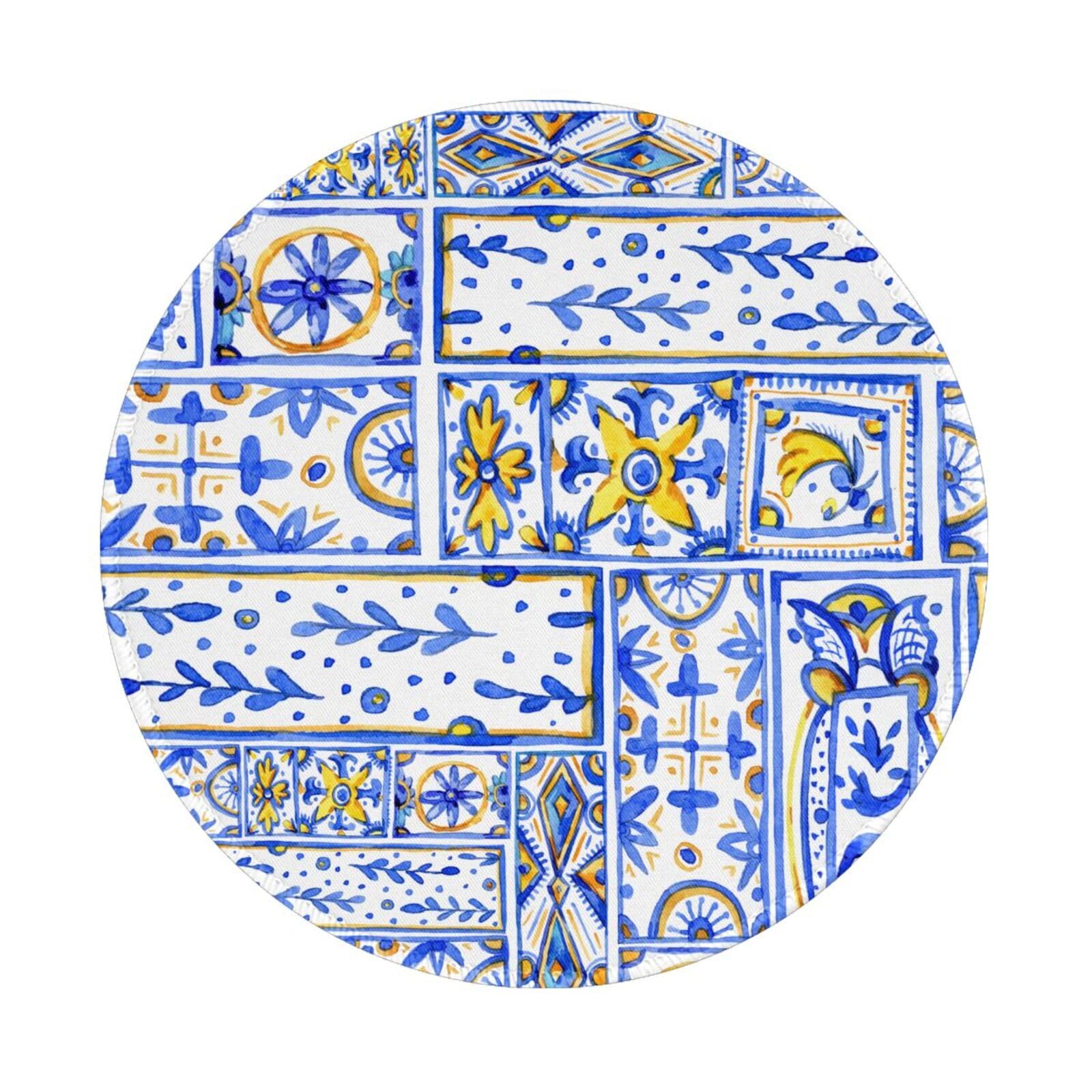 Round Mouse Pad Desk Top - Stitched Edges 8 X 8 Inch