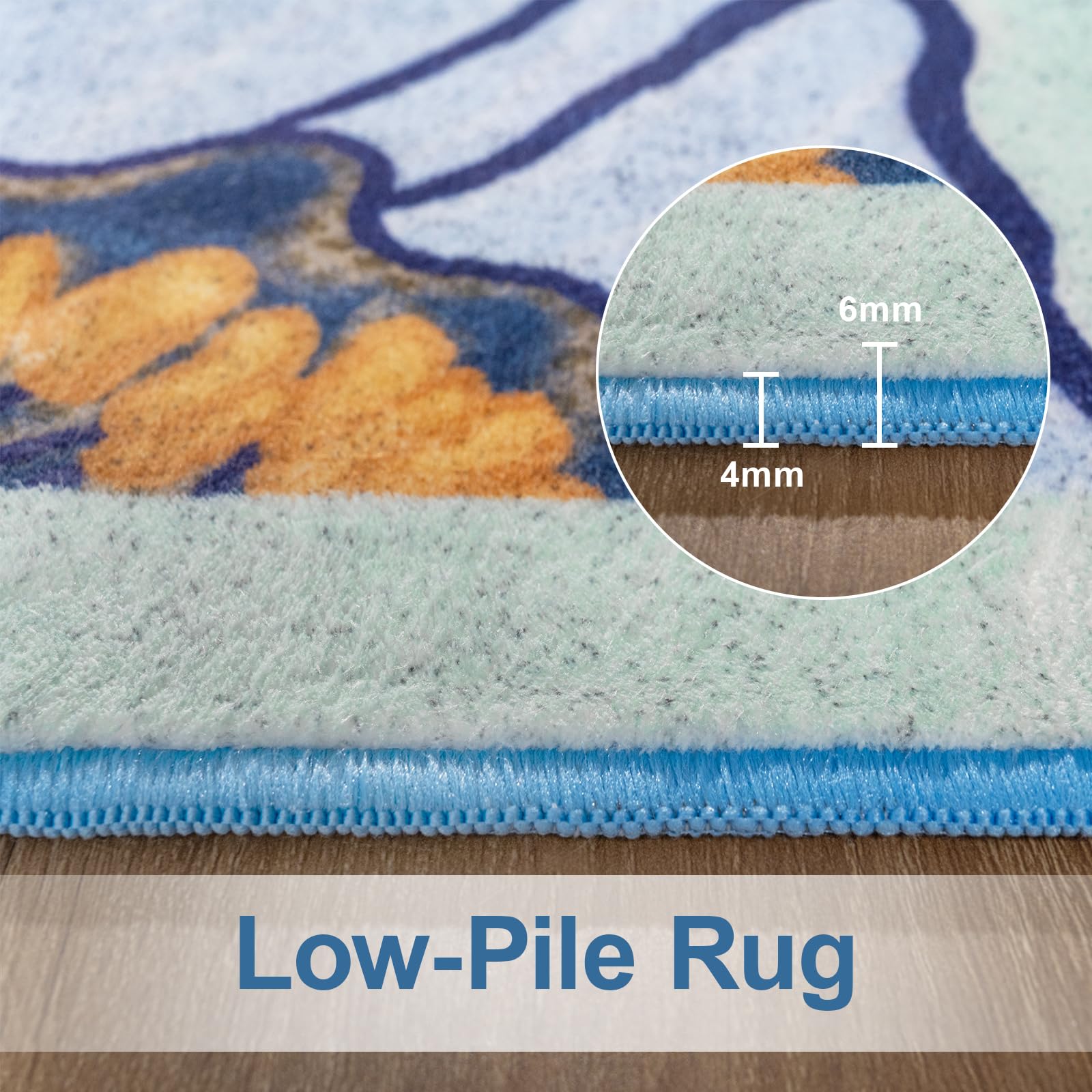 Faux Wool Boho Floral Area Rug Abstract Print Soft Carpet, TPR Non-Slip Backing, Machine Washable Low Pile Rug