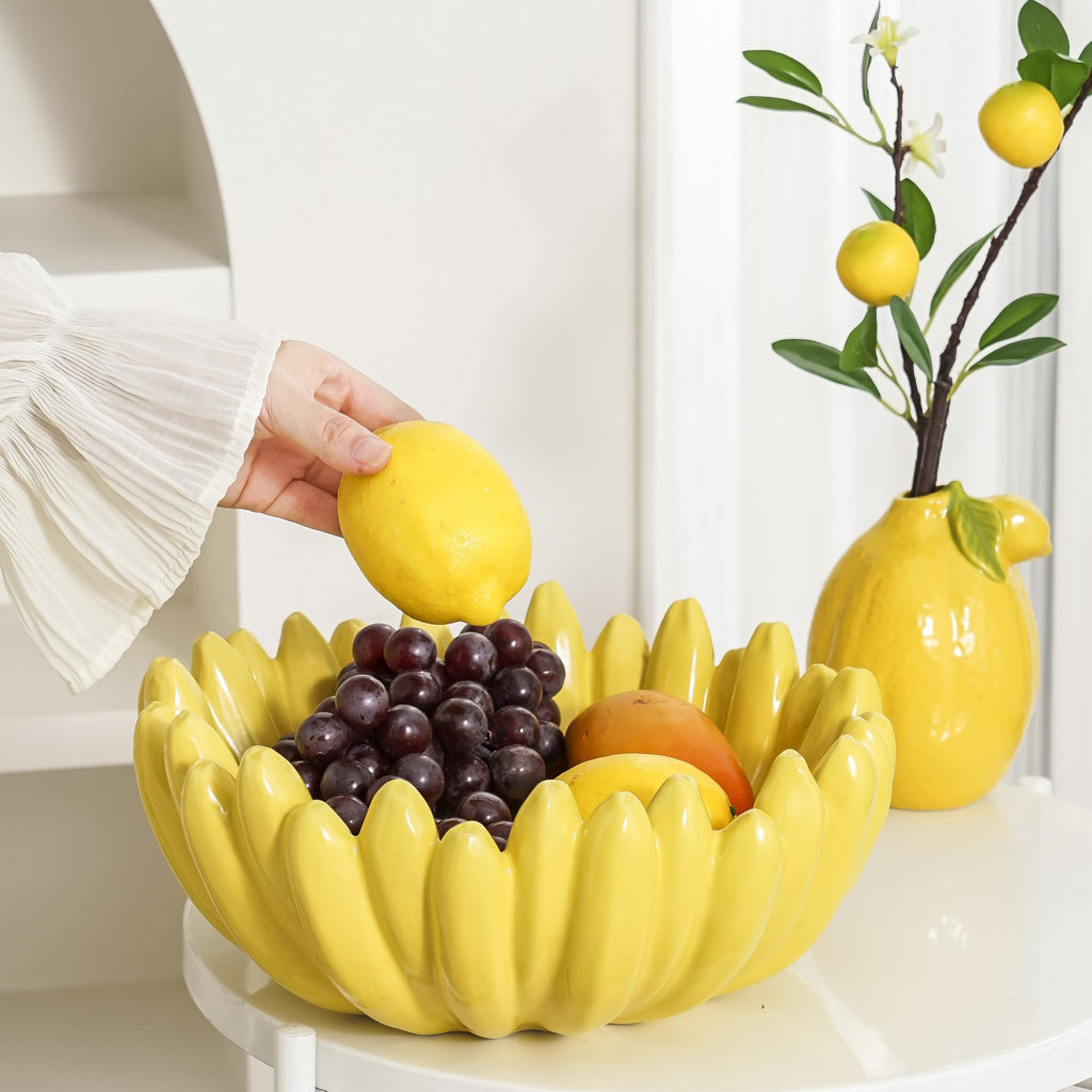 Ceramic Decorative Bowl Banana-Shaped Fruit Bowl