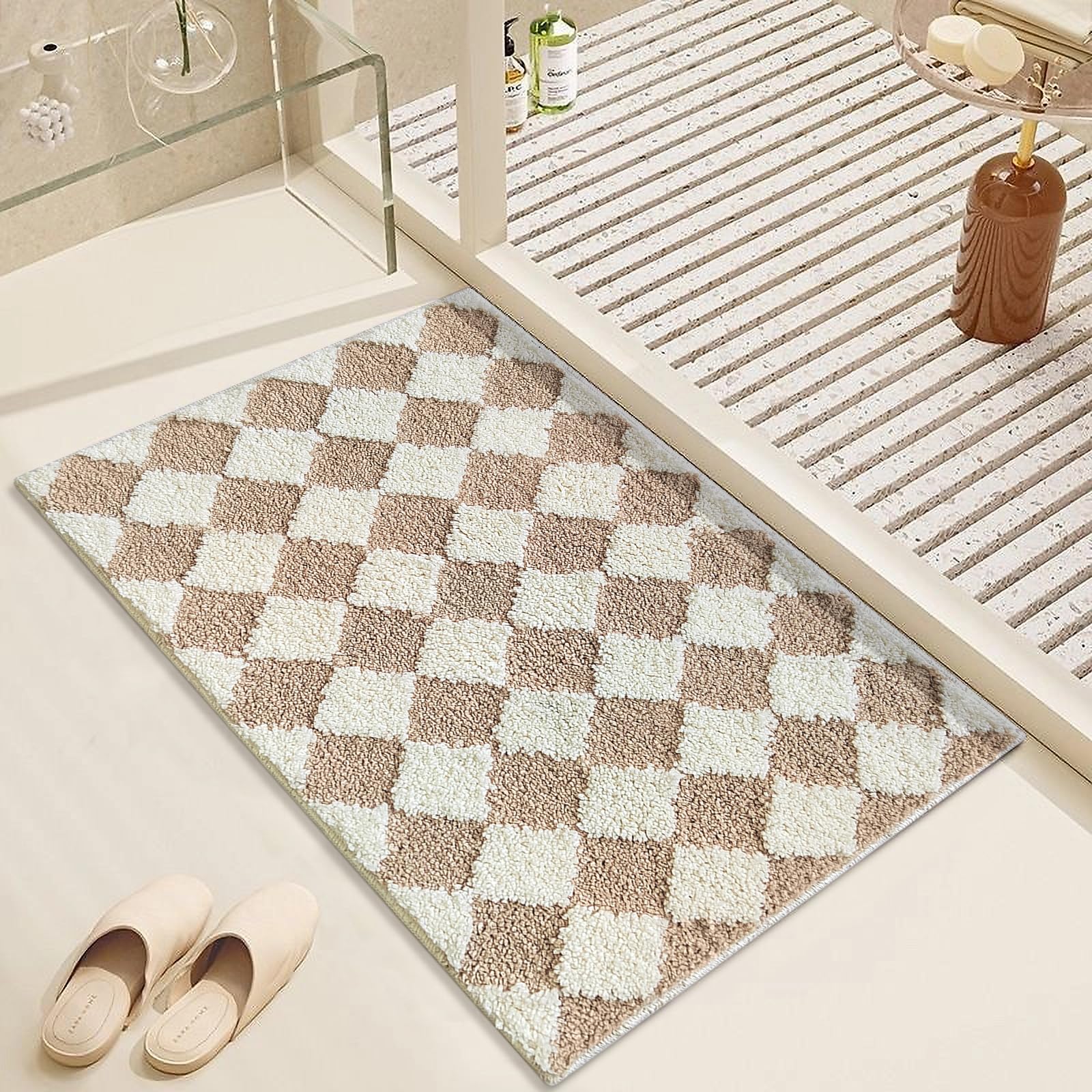 Cute Bath Mat for Bathroom Soft Super Absorbent Non Slip TPR Backing, Quick Drying, Machine Washable Bath