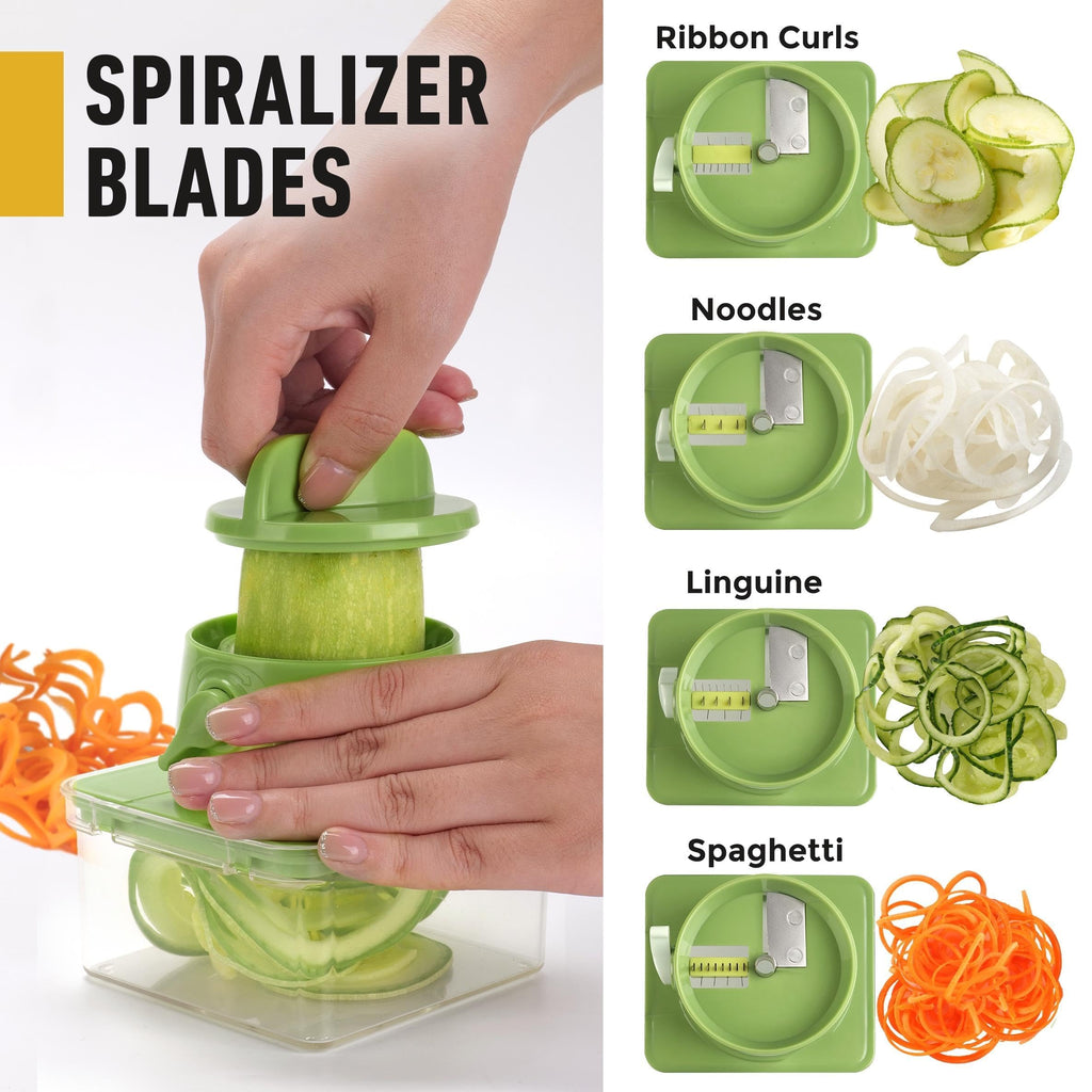 Mueller Pro-Series All-in-One, Mandoline Slicer for Kitchen, Food Chopper, Cucumber Slicer and Spiralizer, Cutter, Dicer, Grater, Kitchen Essentials
