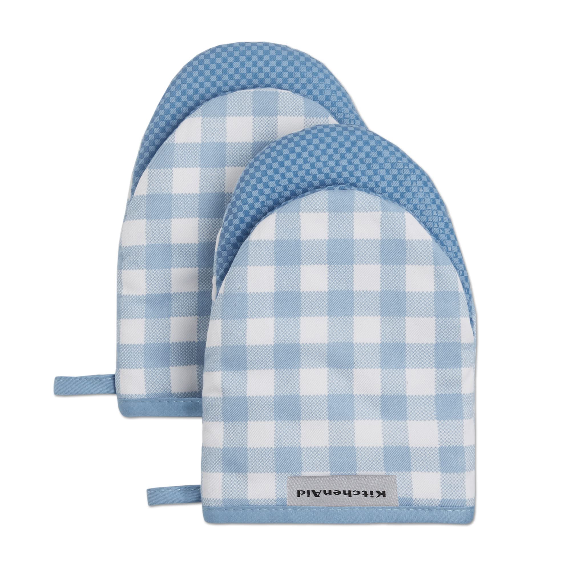 Gingham Mini Oven Mitt 2-Pack Set, Dried Rose, 5.5"x8"
