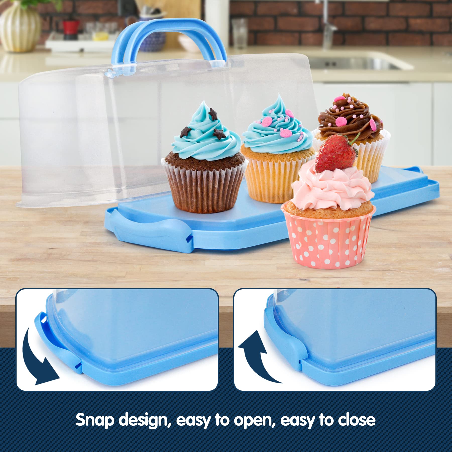 Plastic Rectangular Bread Box with Clear Lid, Loaf Cake Keeper, Portable Bread Keeper Storage Container with Handle