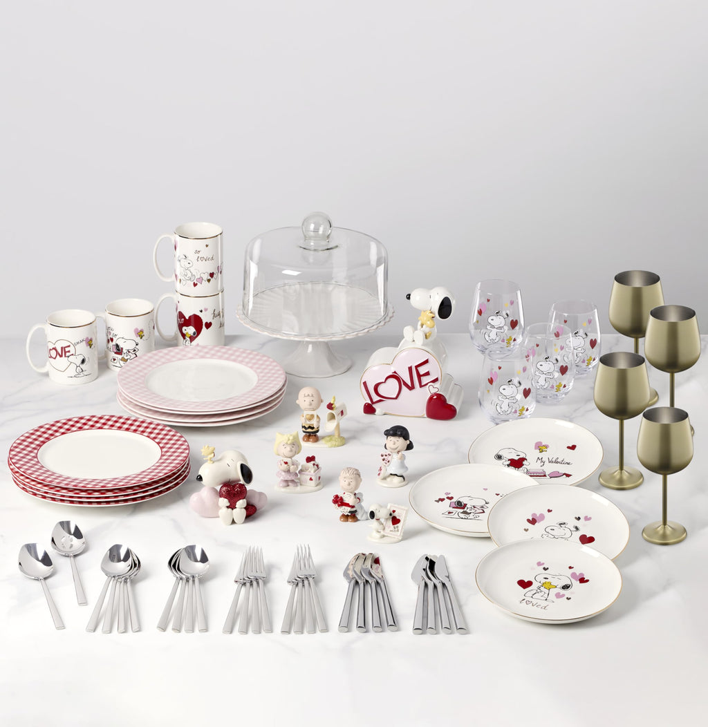 Pink Gingham Dinner Plates, Set of 4