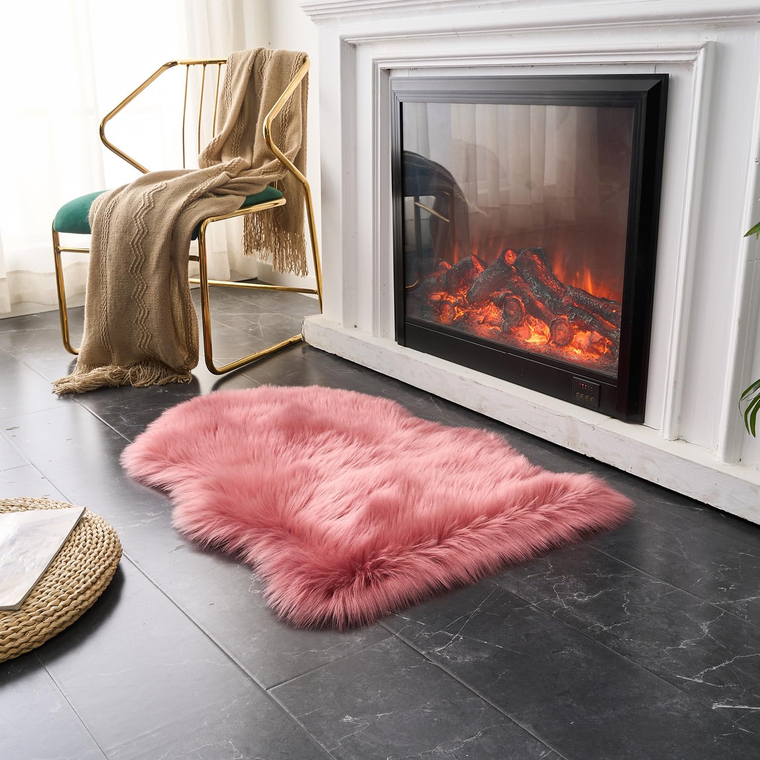 Ultra Soft Faux Fluffy/Fuzzy Shaggy Area Rug - Fur Chair Cover Seat Pad