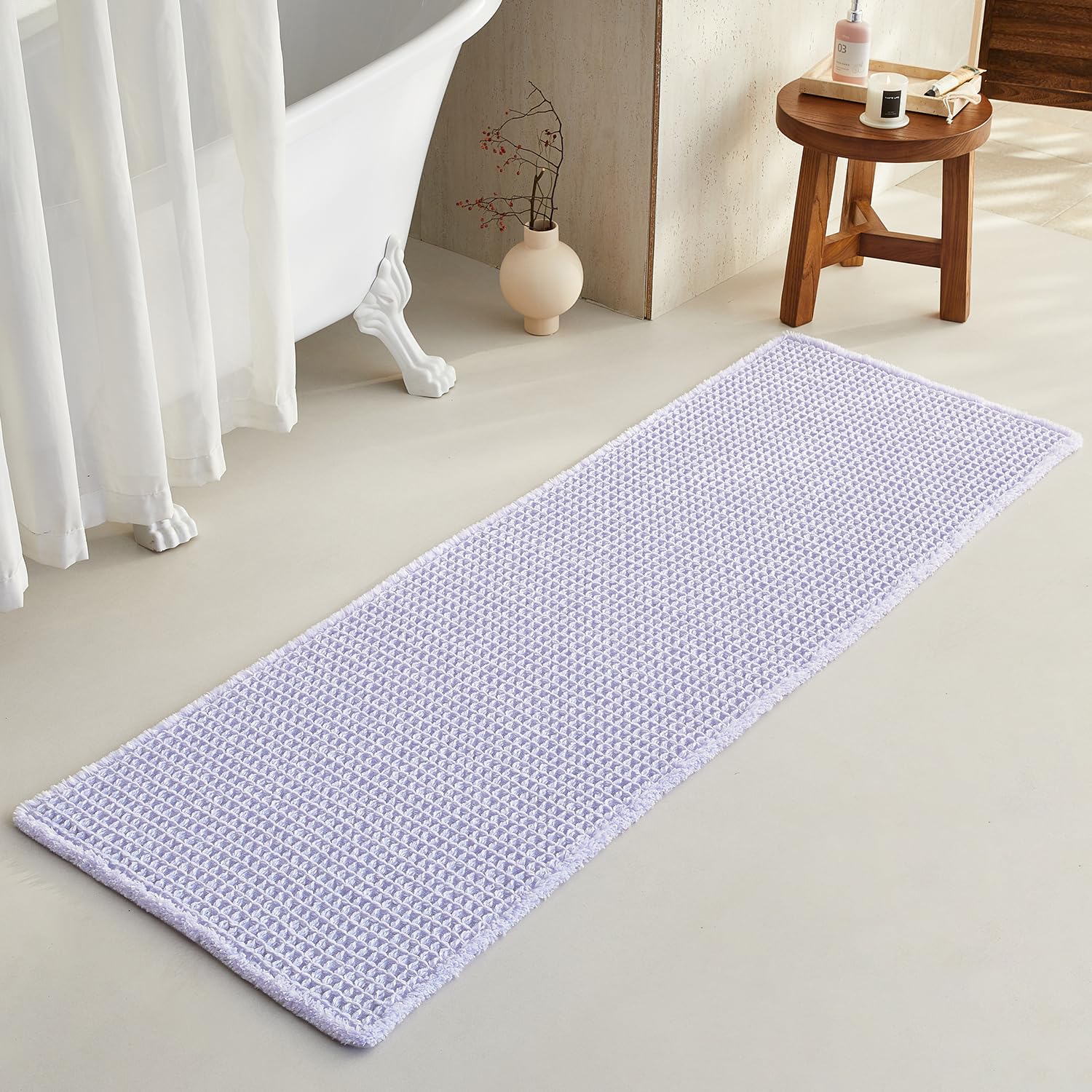 Waffle Bath Mat Non Slip Washable Quick Dry Cute Bath Mat