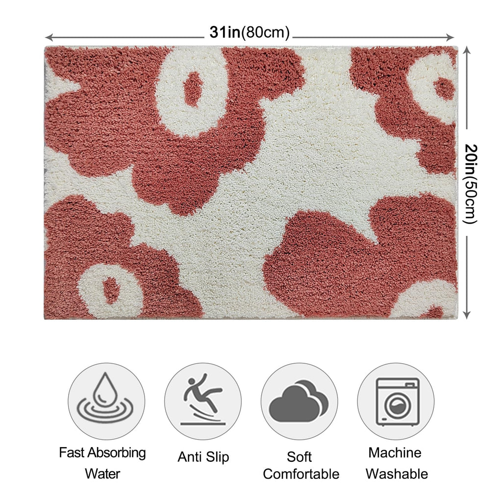 Cute Bath Mat for Bathroom Soft Super Absorbent Non Slip TPR Backing, Quick Drying, Machine Washable Bath