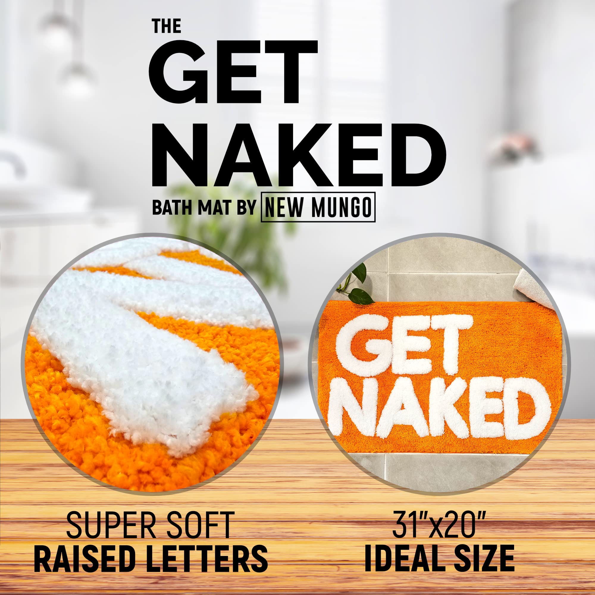 Get Naked Bath Mat - Cute Bathroom Rugs 31" x 20"