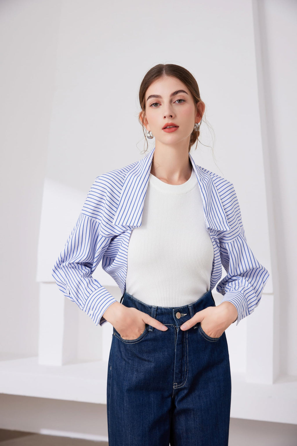 Fake Collar Long Sleeves Detachable Blouse False Collar Half Shirt Blouse Collar