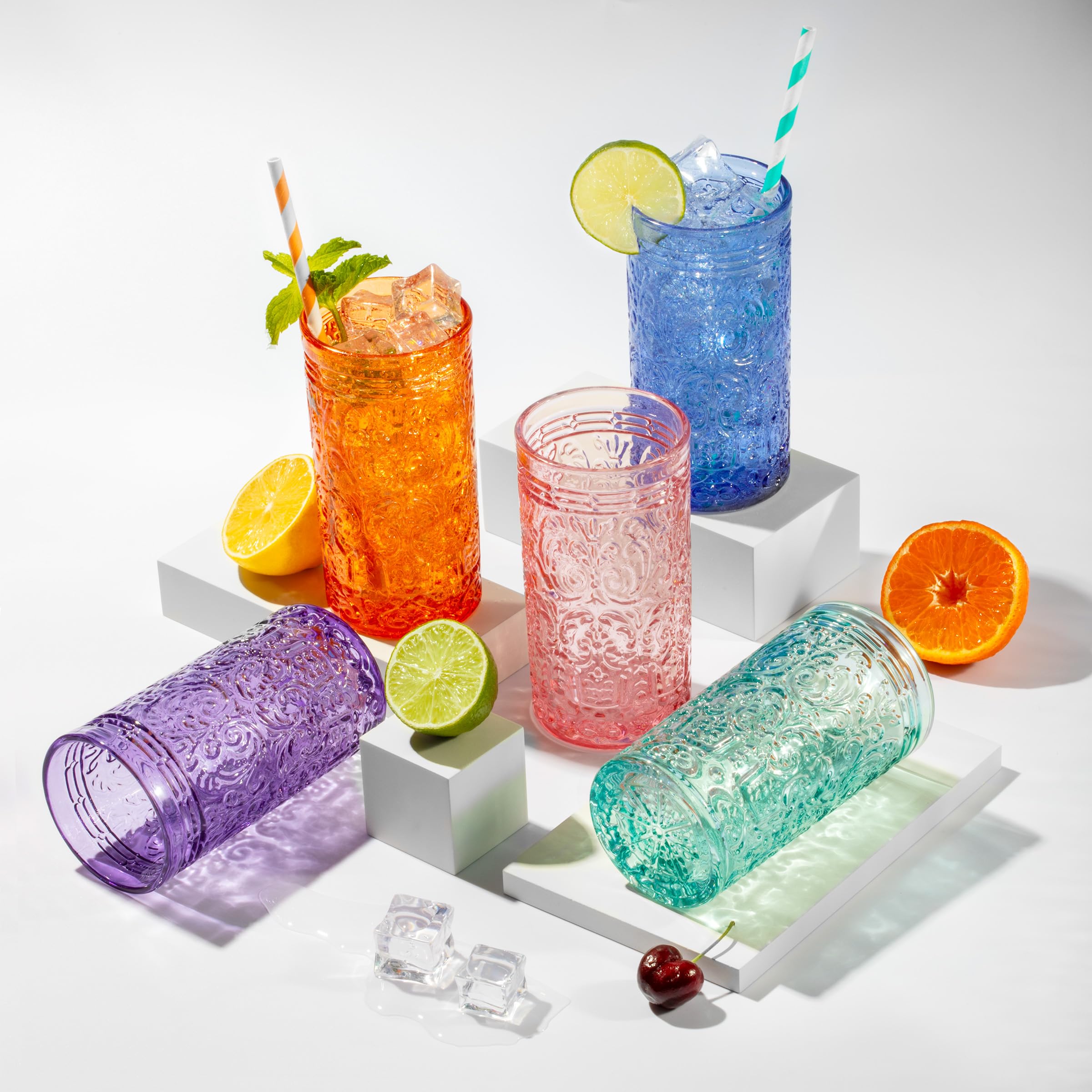 Vintage Decor Old Fashioned Whiskey Glasses, Drinking Glasses, Glass Cups, 12oz