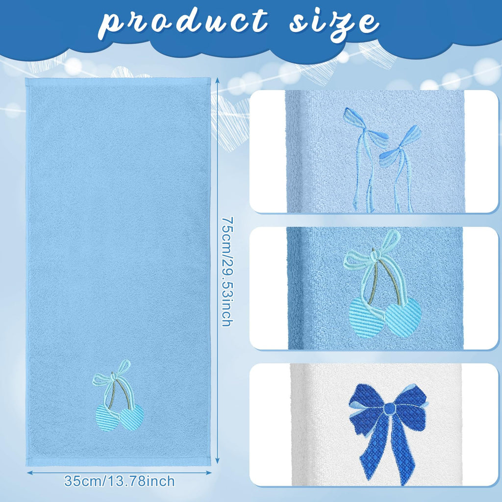 Hand Towels Embroidered Decorative Towel 100% Cotton Soft Absorbent Kitchen Facecloth Preppy Bathroom Decor 13.7 x 29.5''