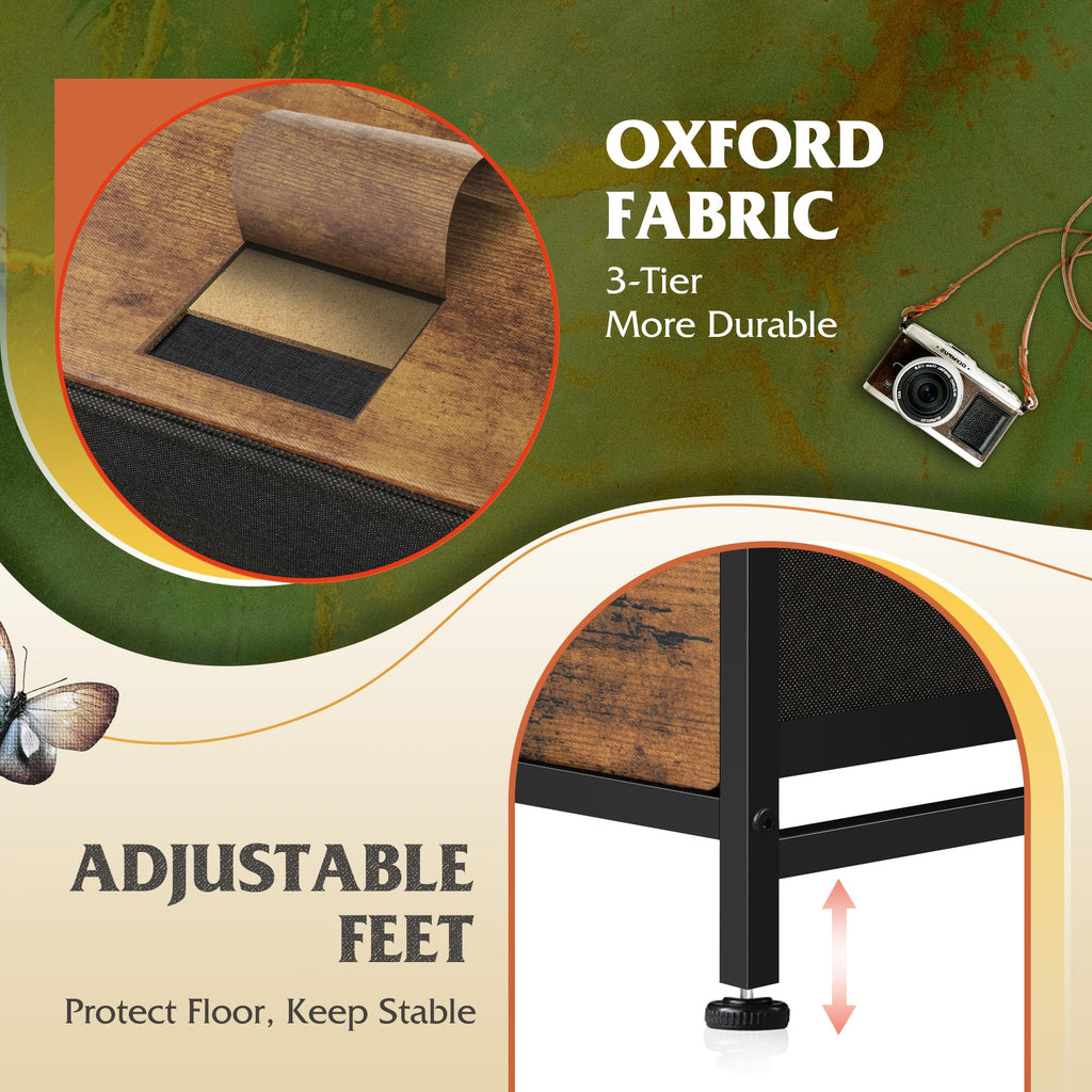 Drawer Fabric 9 Dresser â€?Tall Storage Tower with Bins, Steel Frame, and Wood Top