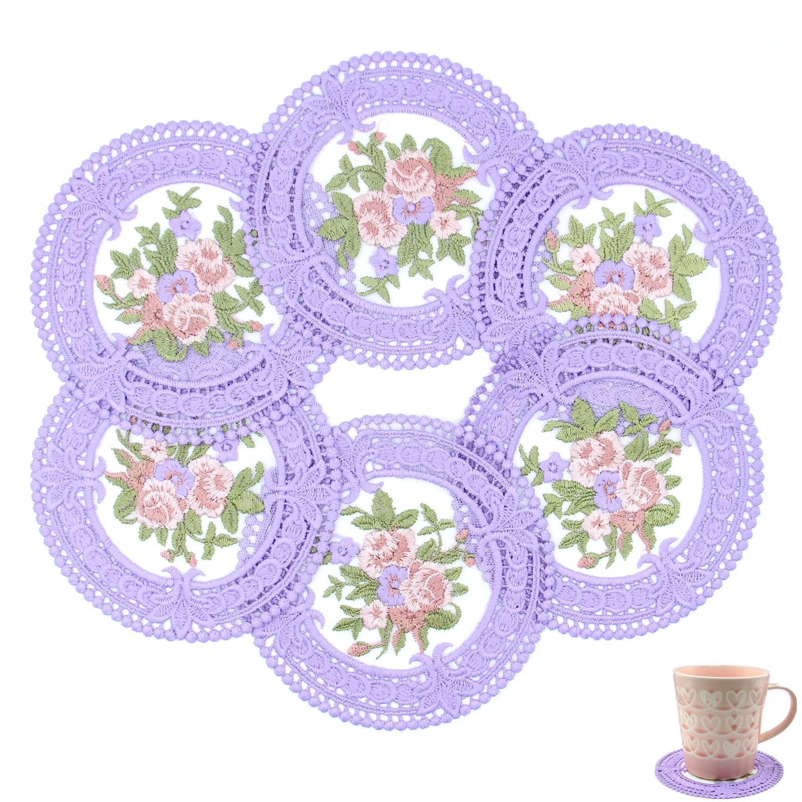 Vintage Lace Pink Coasters 4.5'' 8pk