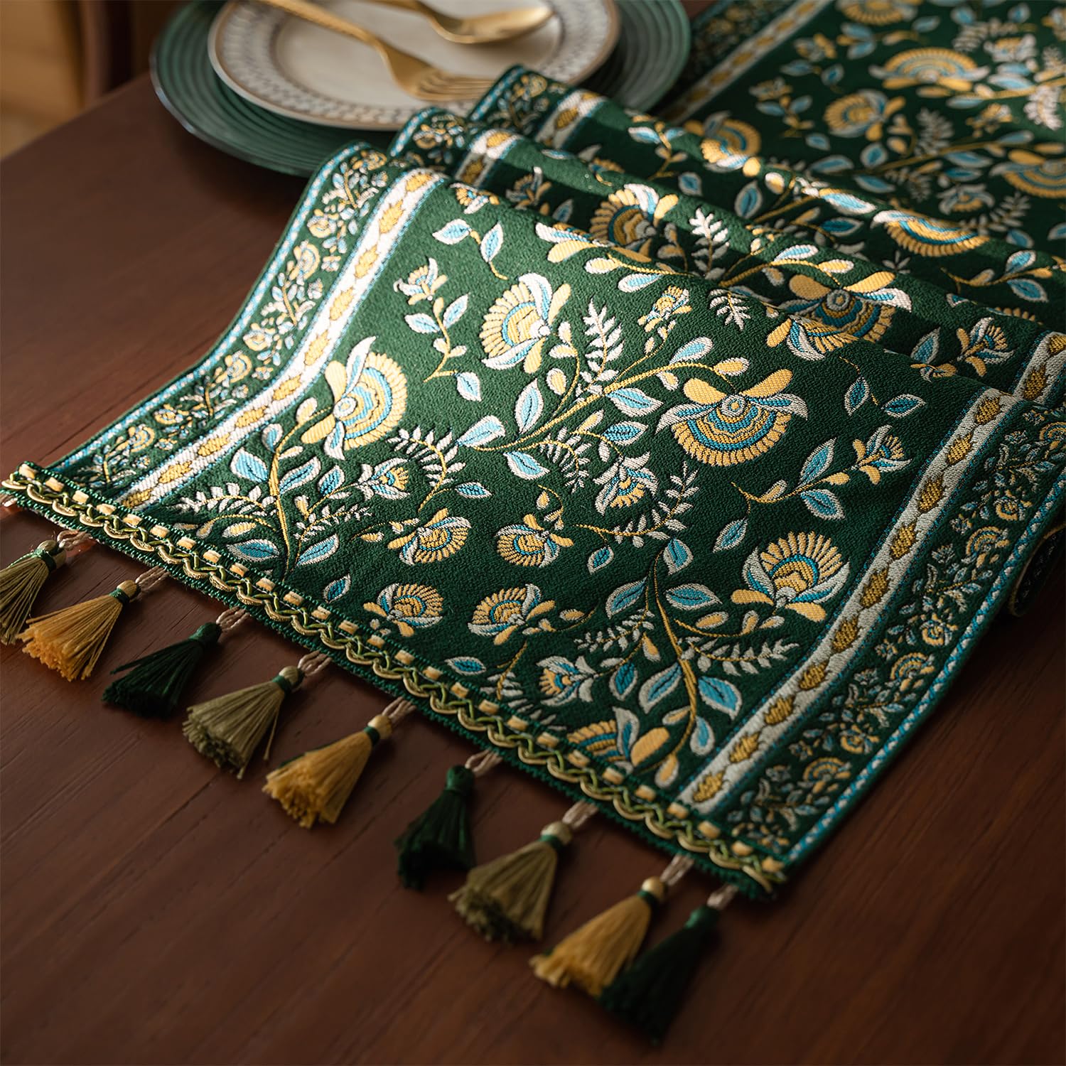 Retro-Luxury Tassels Table Runner Series for Kitchen Dining Table