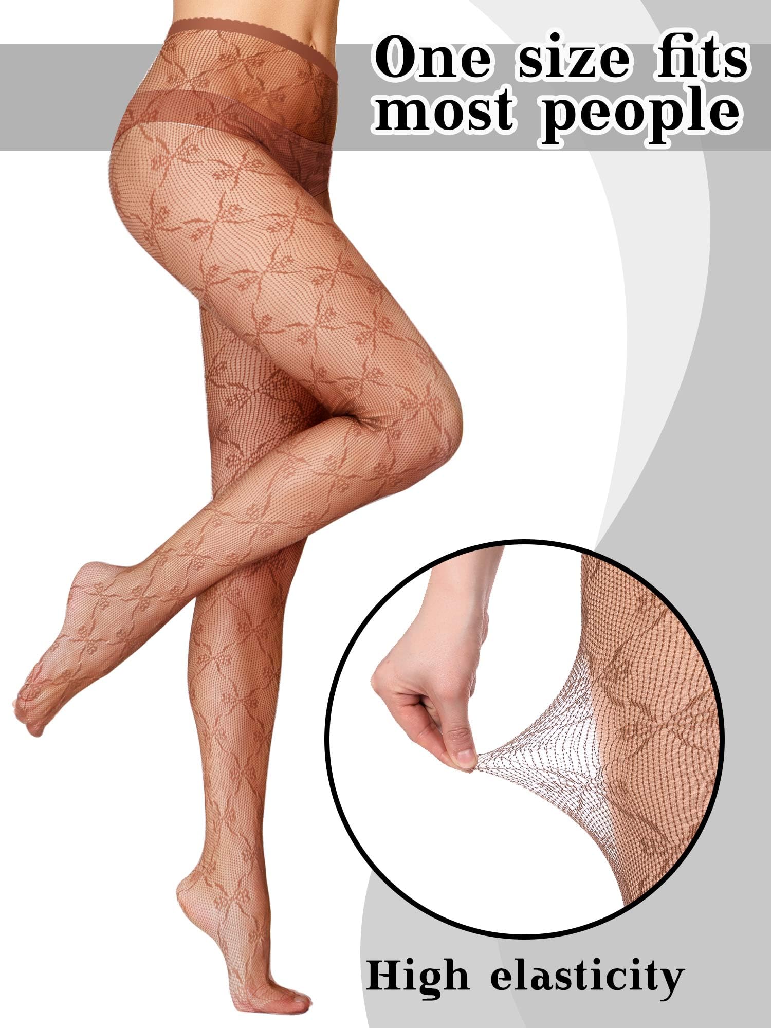 Coquettish 6 Pairs Women Fishnet Thigh High Stockings Waist Tights Bow Patterned lace Fishnet Leggings Pantyhose