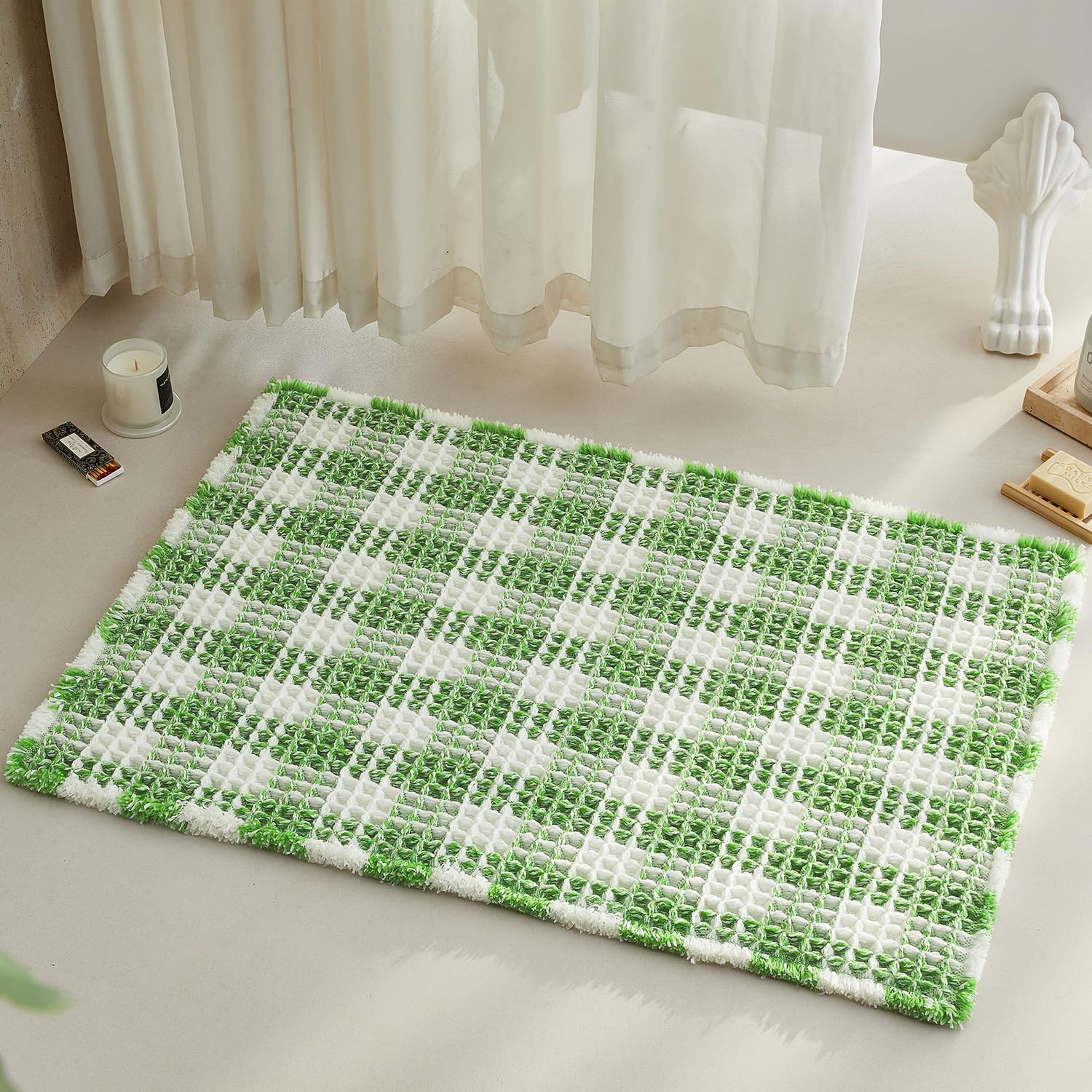 Waffle Bath Mat Non Slip Washable Quick Dry Cute Bath Mat