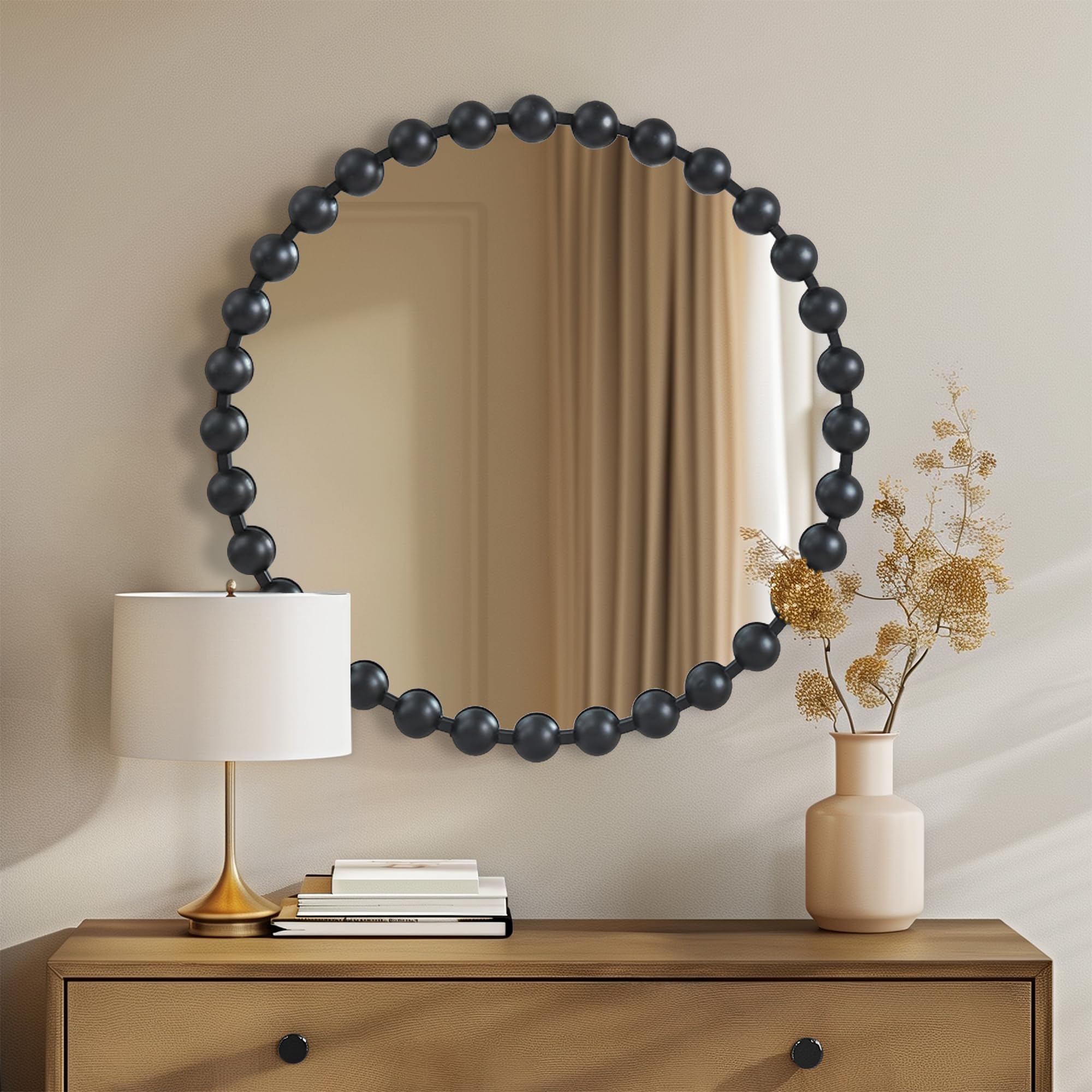 Metal Spherical Frame Round Mirror 36" Diameter
