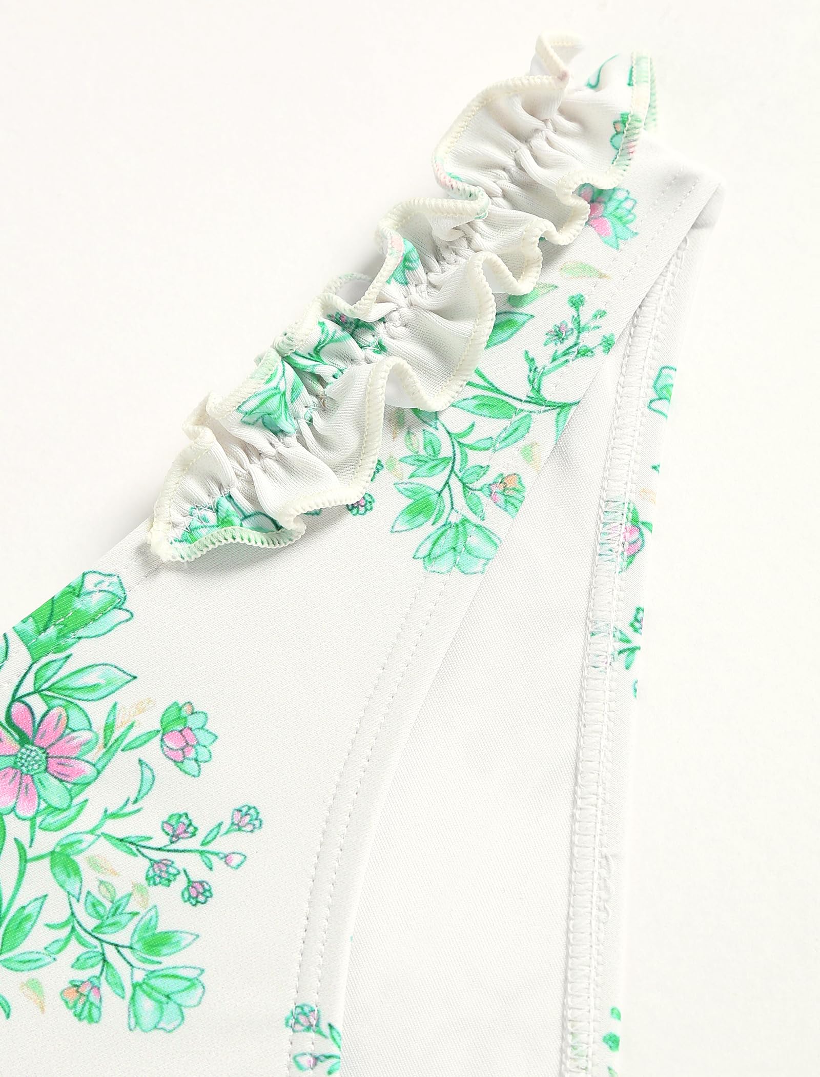 Tankini Swimsuits for Women Smocked Ruffles Tie Front Bowknot Textured High Cut Tanga Tankini Set