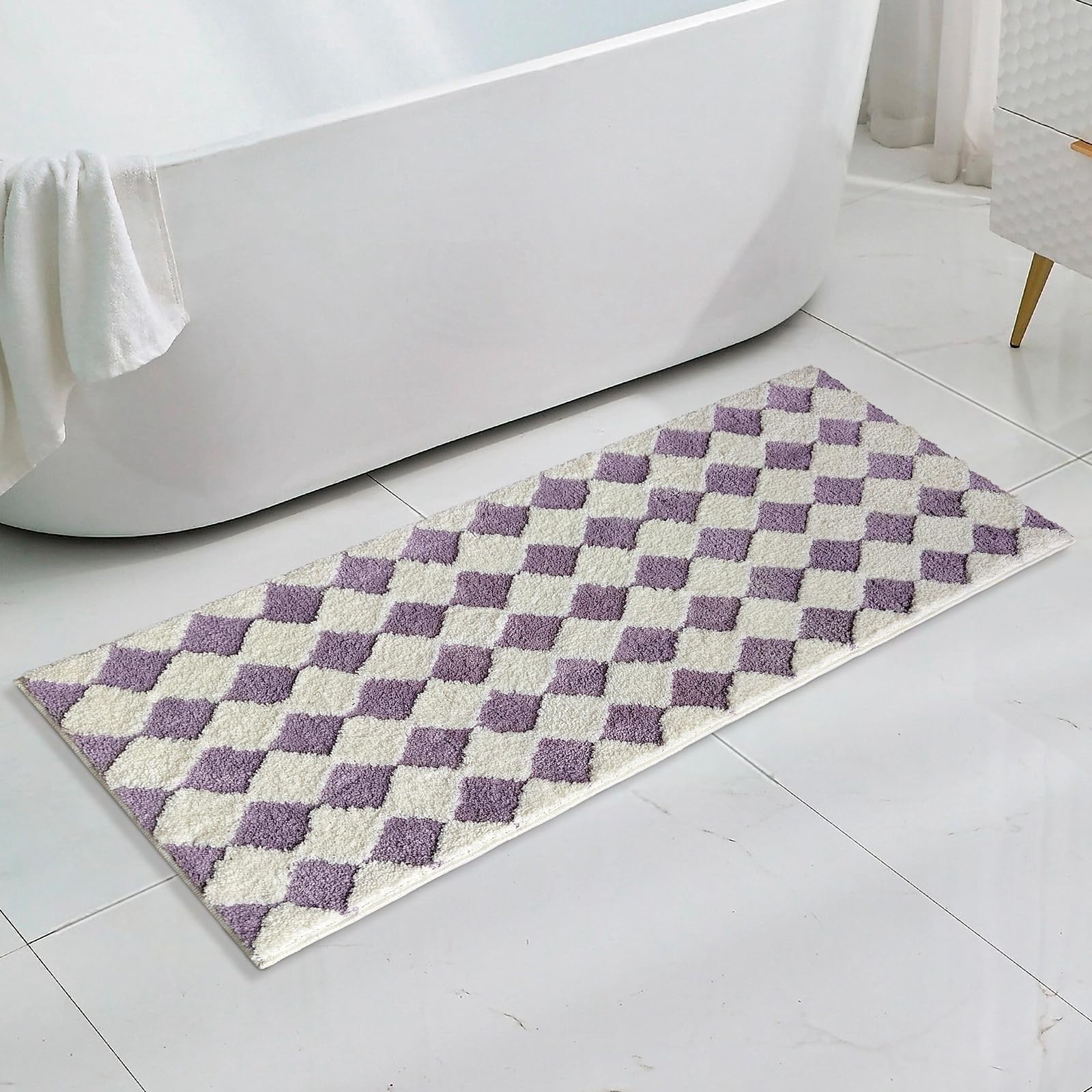 Cute Bath Mat for Bathroom Soft Super Absorbent Non Slip TPR Backing, Quick Drying, Machine Washable Bath