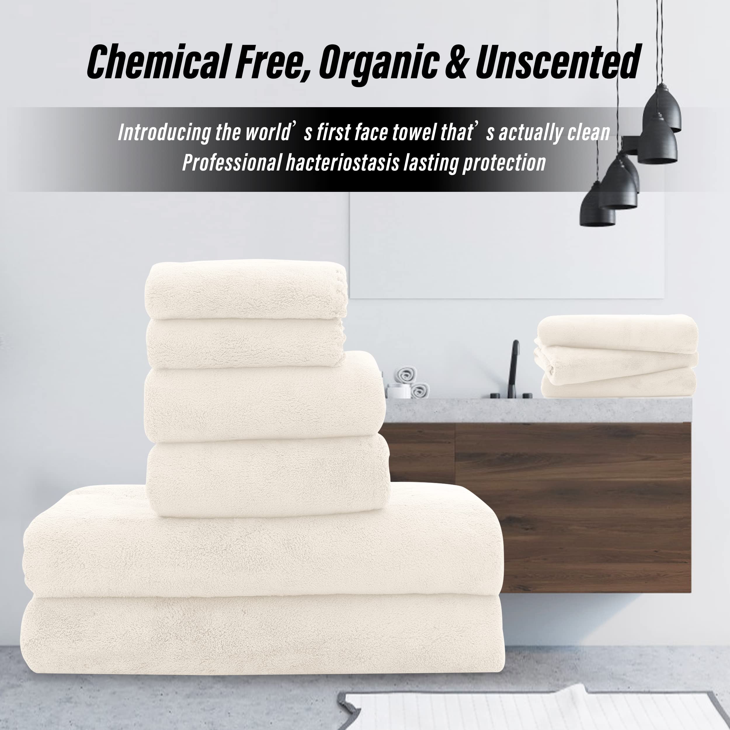 Ultra Soft Towel Set - Quick Drying - 2 Bath Towels 2 Hand Towels 2 Washcloths - Microfiber Coral Velvet Highly Absorbent Towel (6 Pcs)