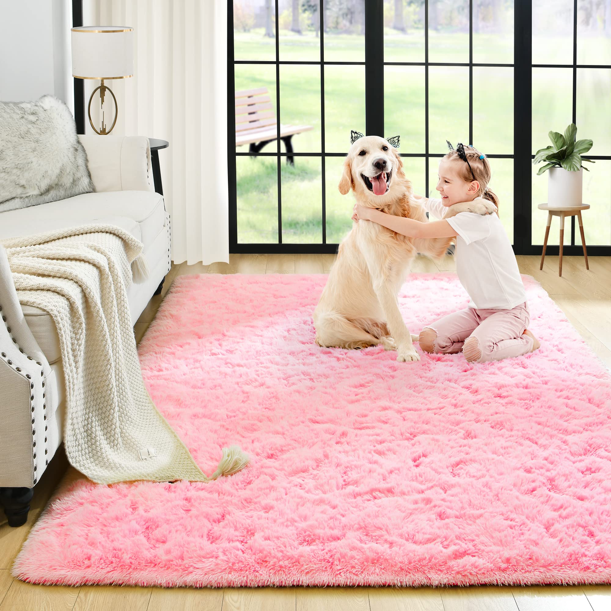 Fluffy Area Rugs Shag Throw Floor Carpet, Soft Shaggy Bedside Non-Slip Plush Rug Home Decor Aesthetic