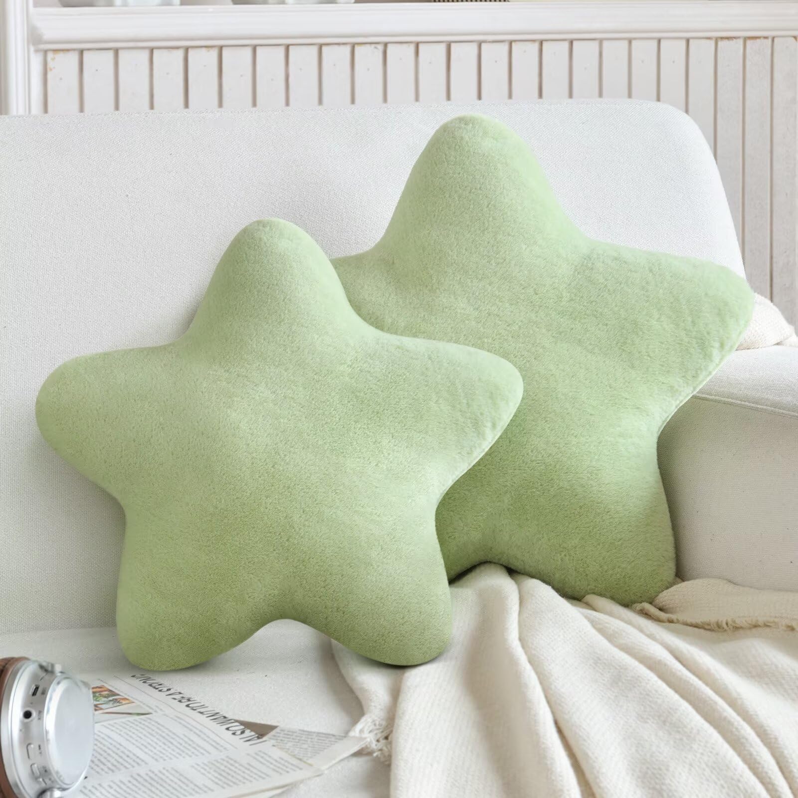 Star Pillow Plush Throw Cushion - Cute Aesthetic 3D Decorative Room Decor for Bedroom, Office, Sofa, Chair 2Pcs