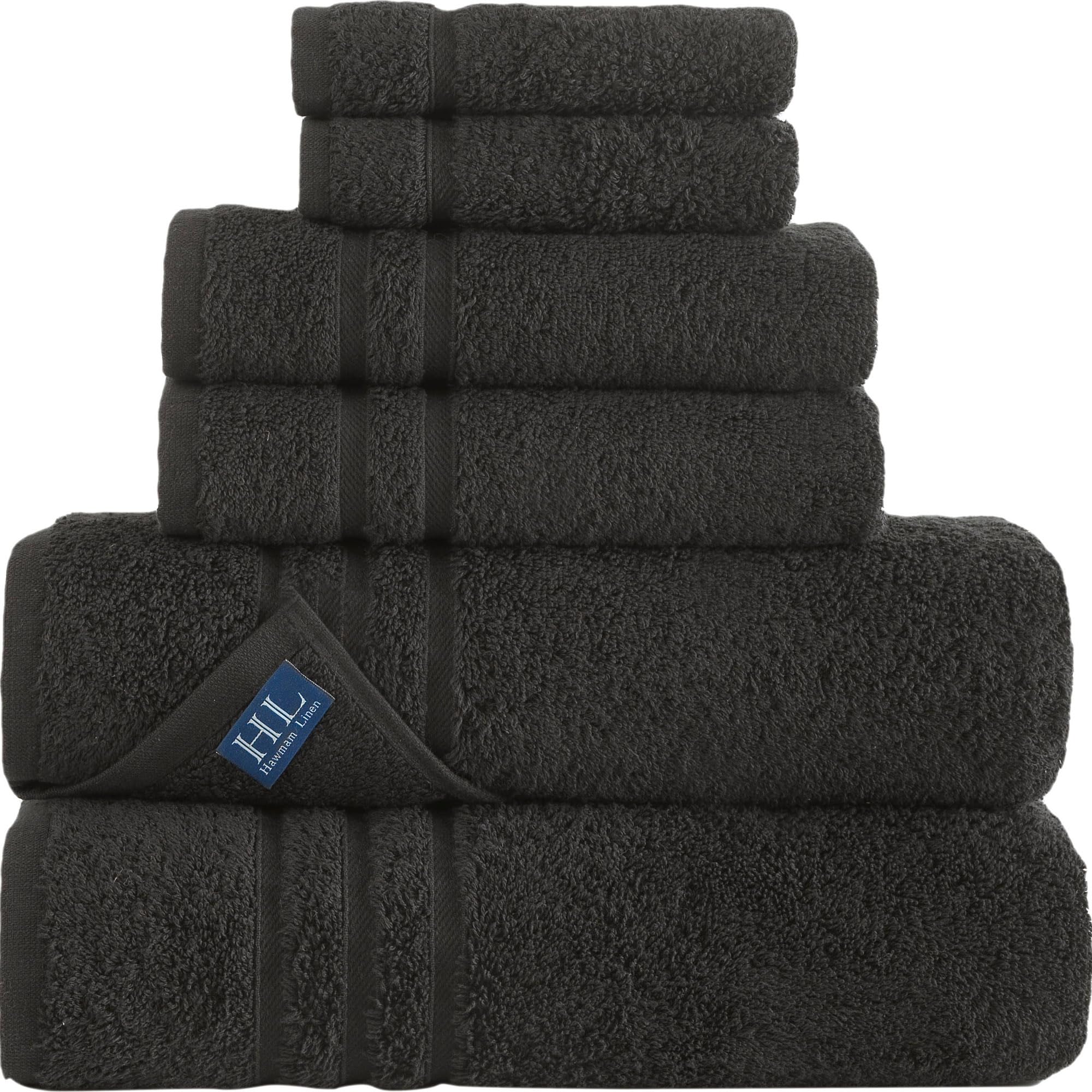 Linen Bath Towels Set for Bathroom Original Turkish Cotton Soft, Absorbent and Premium 2 Bath Towels, 2 Hand Towels, 2 Washcloths