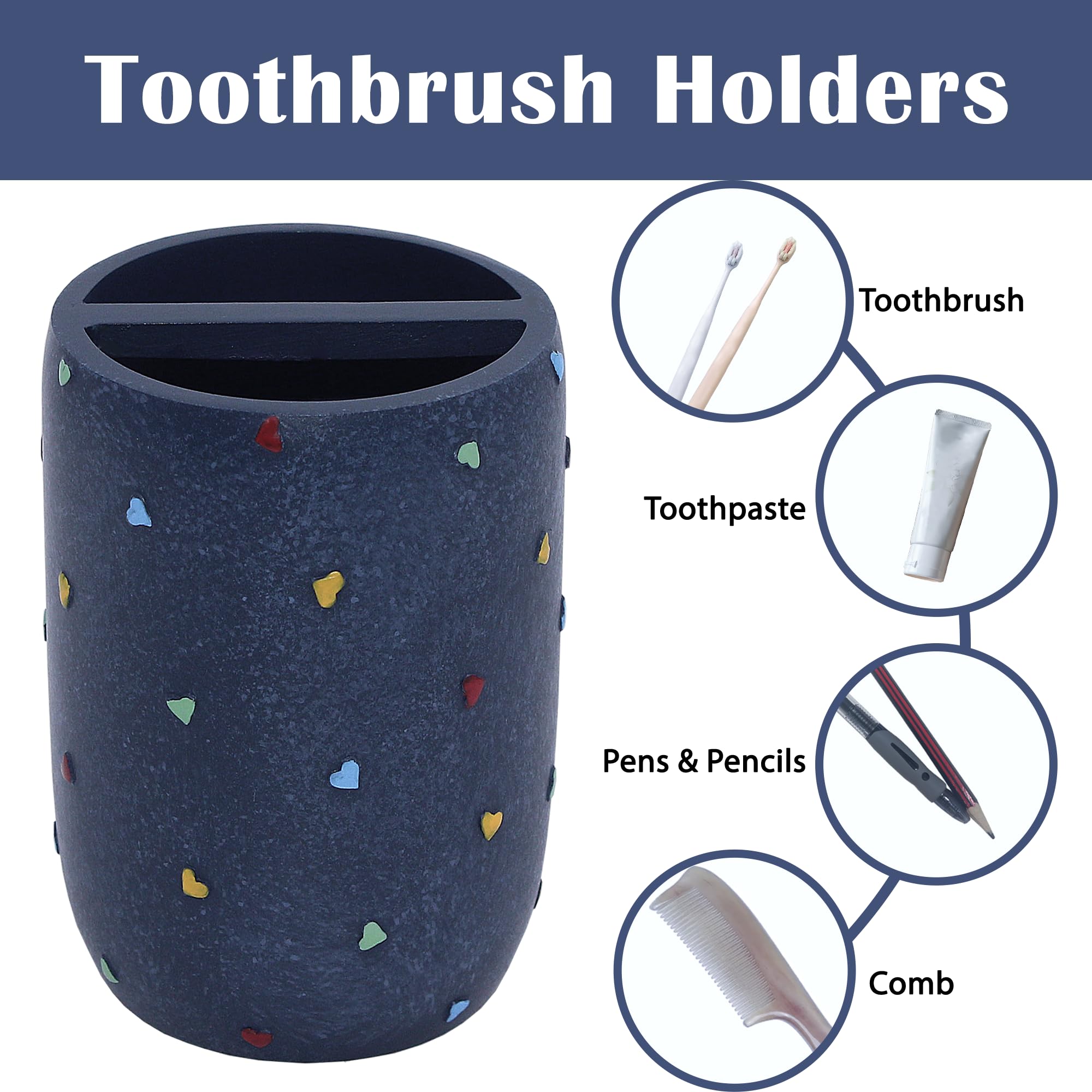 Premium Bathroom Accessories Sets 4-Piece, Pastel Heart Bathroom Accessory Complete Set - Toothbrush Holder, Lotion Soap Dispenser, Vanity Tray, Bathroom Tumbler for Countertop Vanity