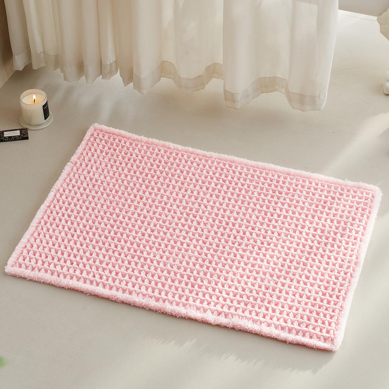 Waffle Bath Mat Non Slip Washable Quick Dry Cute Bath Mat
