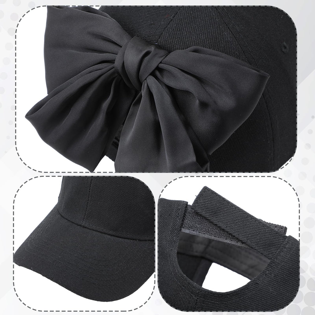 Coquette Bow-tie Summer Hat Ponytail Sun Hat Trucker Caps for Outdoor Sports Travel
