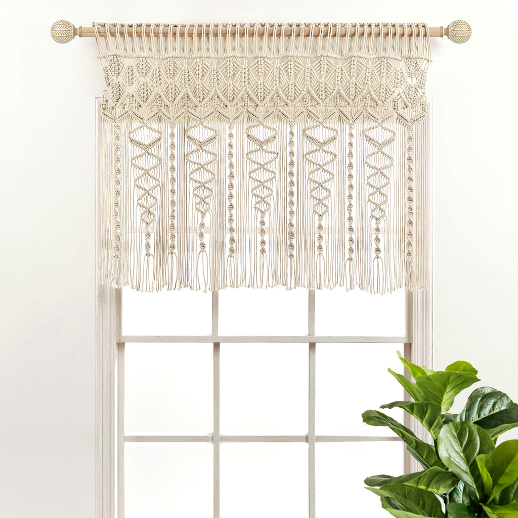 Lush Decor Boho Macrame Textured Cotton Valance Curtain