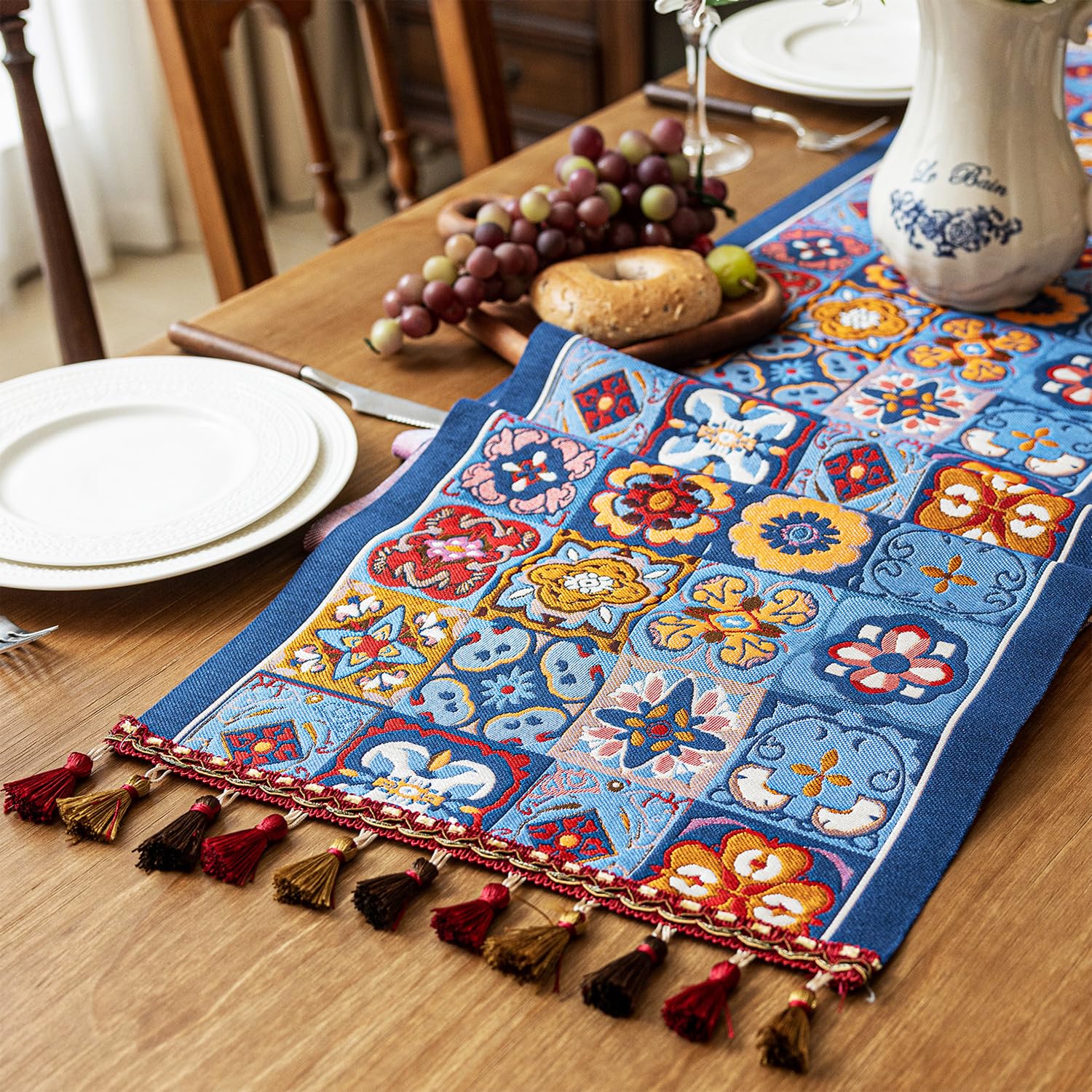 Retro-Luxury Tassels Table Runner Series for Kitchen Dining Table
