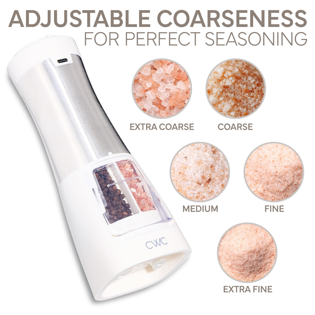 Rechargeable Salt & Pepper Shaker - 2-in-1 Grinders for Salt and Pepper