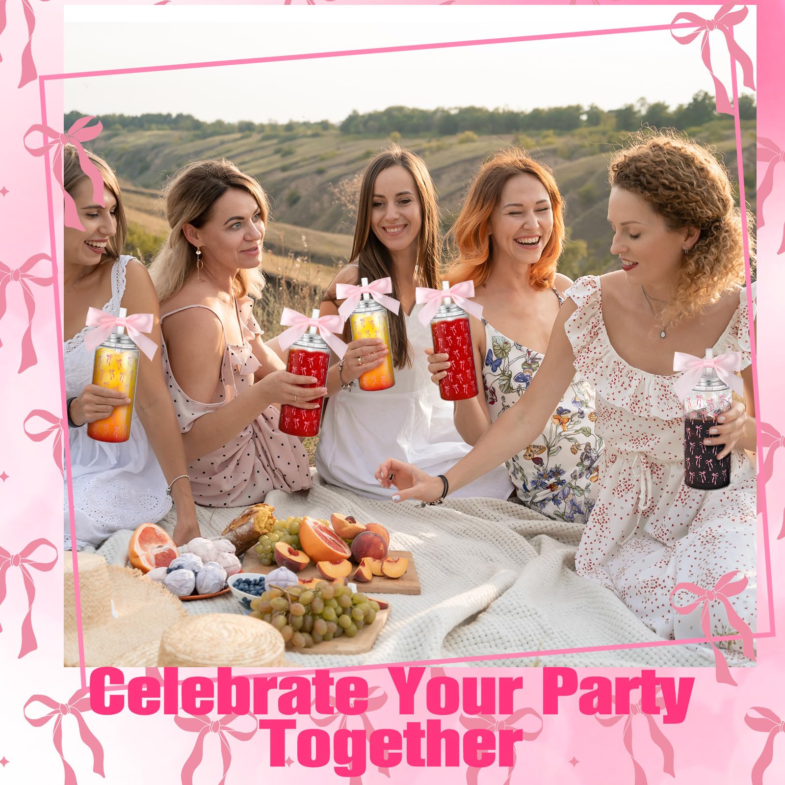 Color Bow Plastic Cups Coquette Bow Aesthetic Cup with Lids and Straws 14 oz Reusable Cute Bow Plastic Tumbler with Ribbon Bow