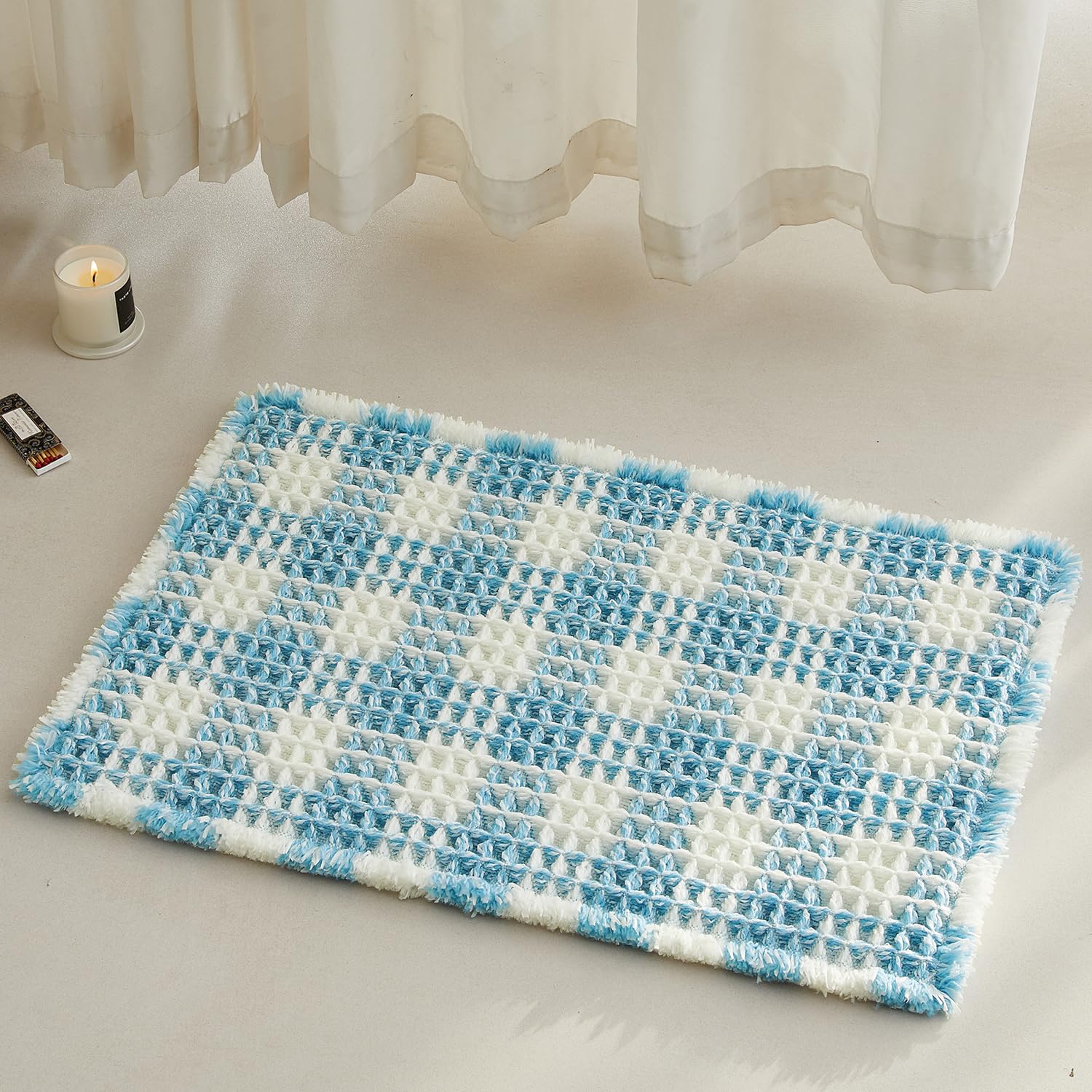 Waffle Bath Mat Non Slip Washable Quick Dry Cute Bath Mat