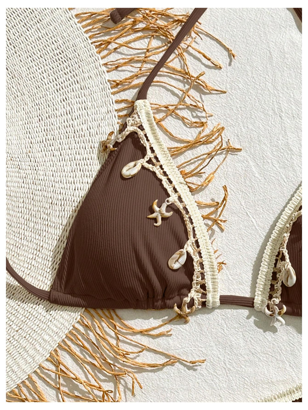 Women's 2 Piece Halter Triangle Bathing Suit Ribbed Bikini Swimsuits