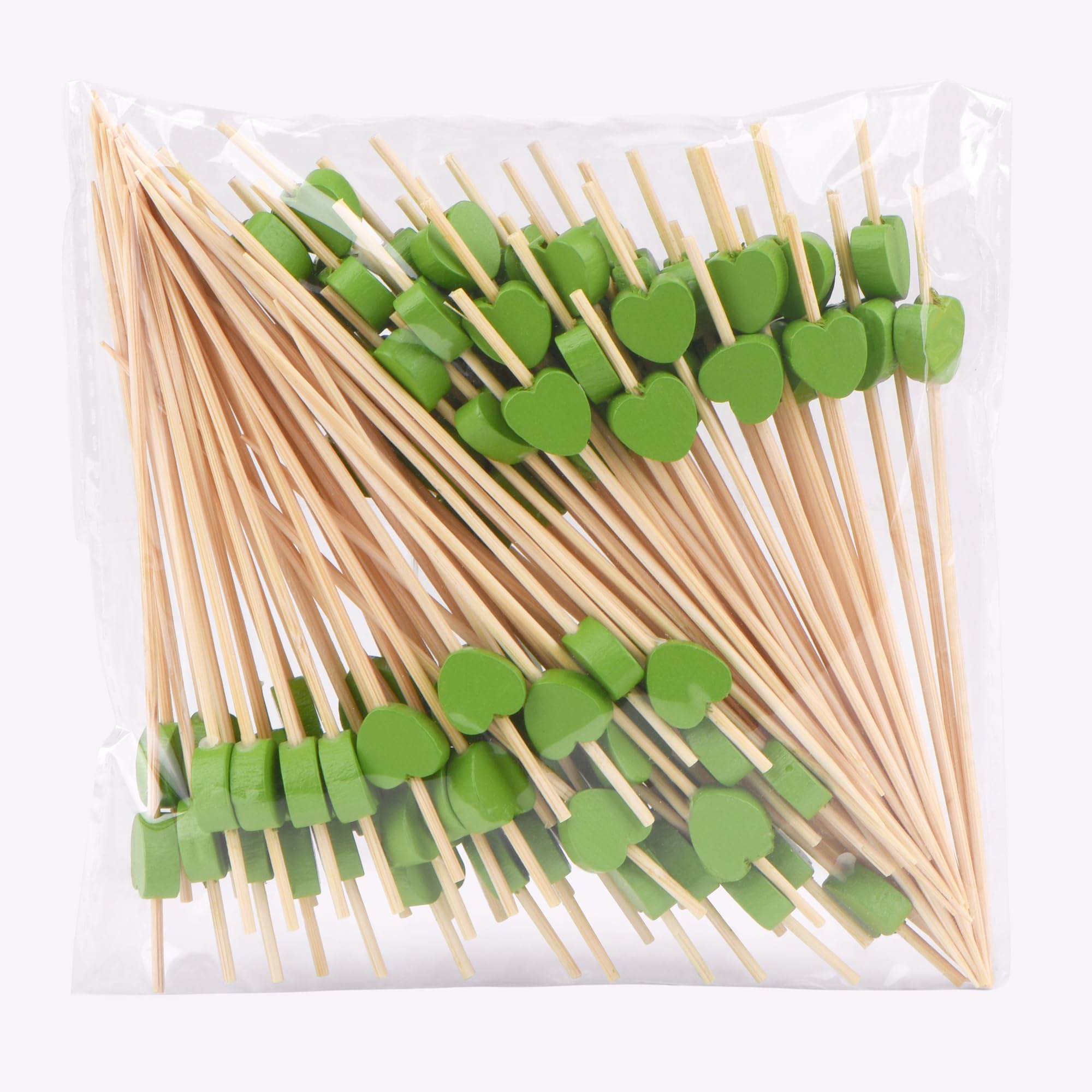 Heart-Shaped Bamboo Cocktail Picks â€?Natural Toothpicks for Appetizers, Fruit, Desserts & Sandwiches 100-Pack