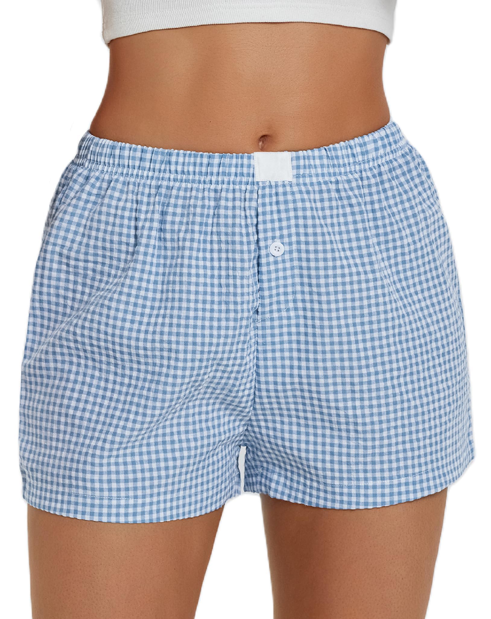 Gingham Cute Pajamas Shorts l Bottoms Elastic Boxers
