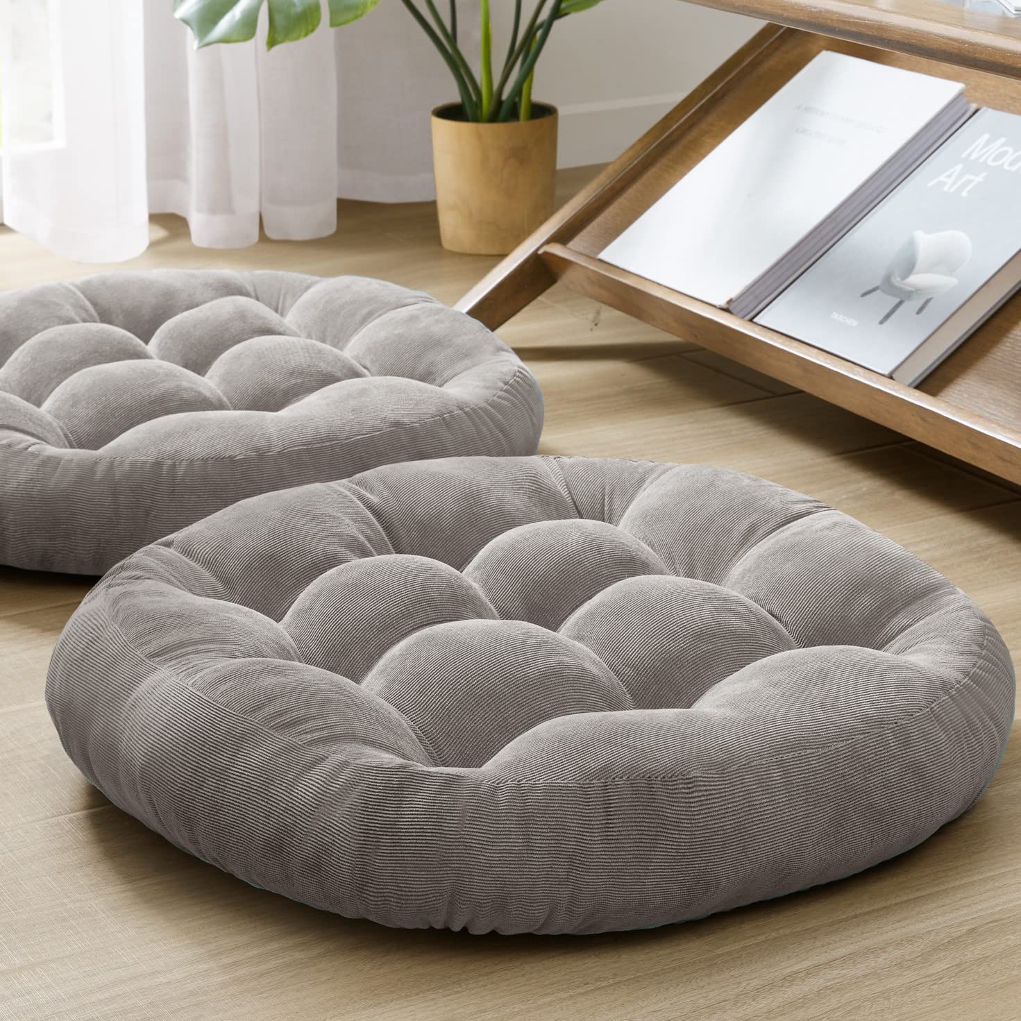 Square Large Pillows Seating Meditation Floor Pillow, Tufted Corduroy Cushion for Living Room