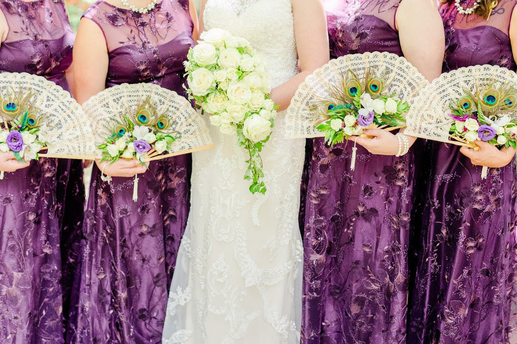Cotton Lace Folding Handheld Fan Embroidered Hand Fan with Bamboo Staves