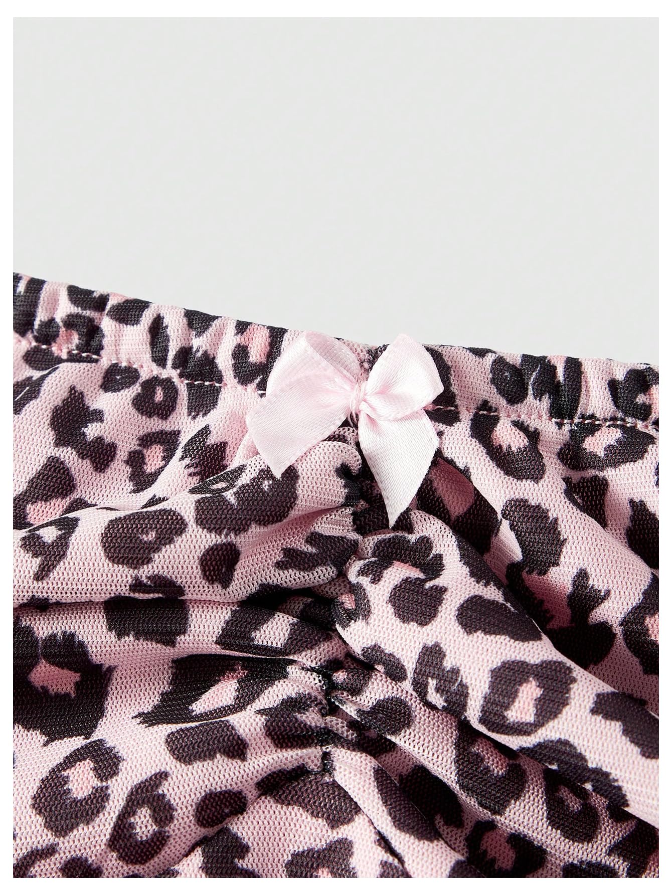 Women's Leopard Print Ruched Strapless Bandeau Top Meah Casual Sleeveless Bow Slim Fit Cheetah Print Tube Crop Tops