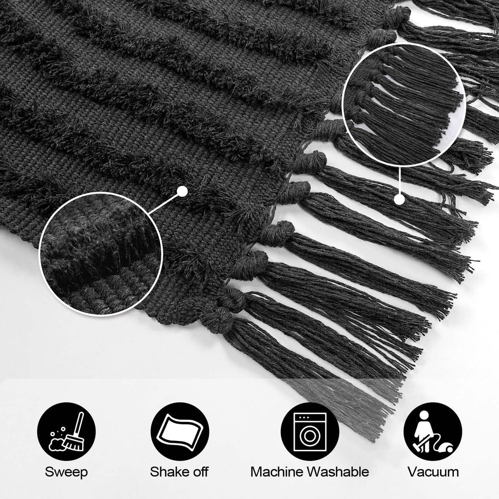 Washable Kitchen Runner Rug - Hand-Woven Bathroom Runner Rug with Tassels, Terracotta Entryway Runner Rug, Tufted Rainbow Bedroom Rug Runner, Hallway Rug for Laundry/Living Room