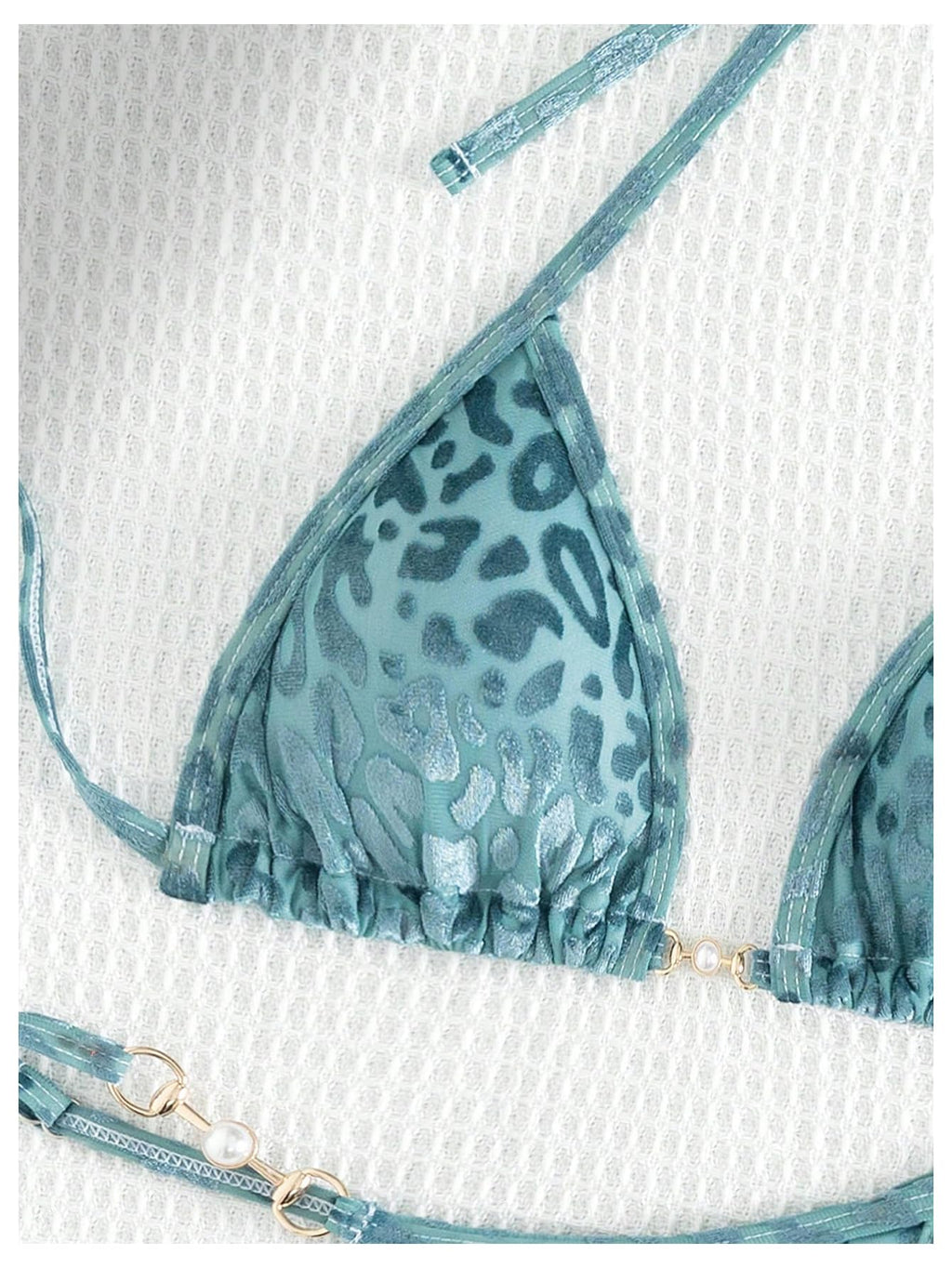 Women's 2 Piece Leopard Print Cheeky Triangle Bikini Sets Self Tie High Cut Swimsuit